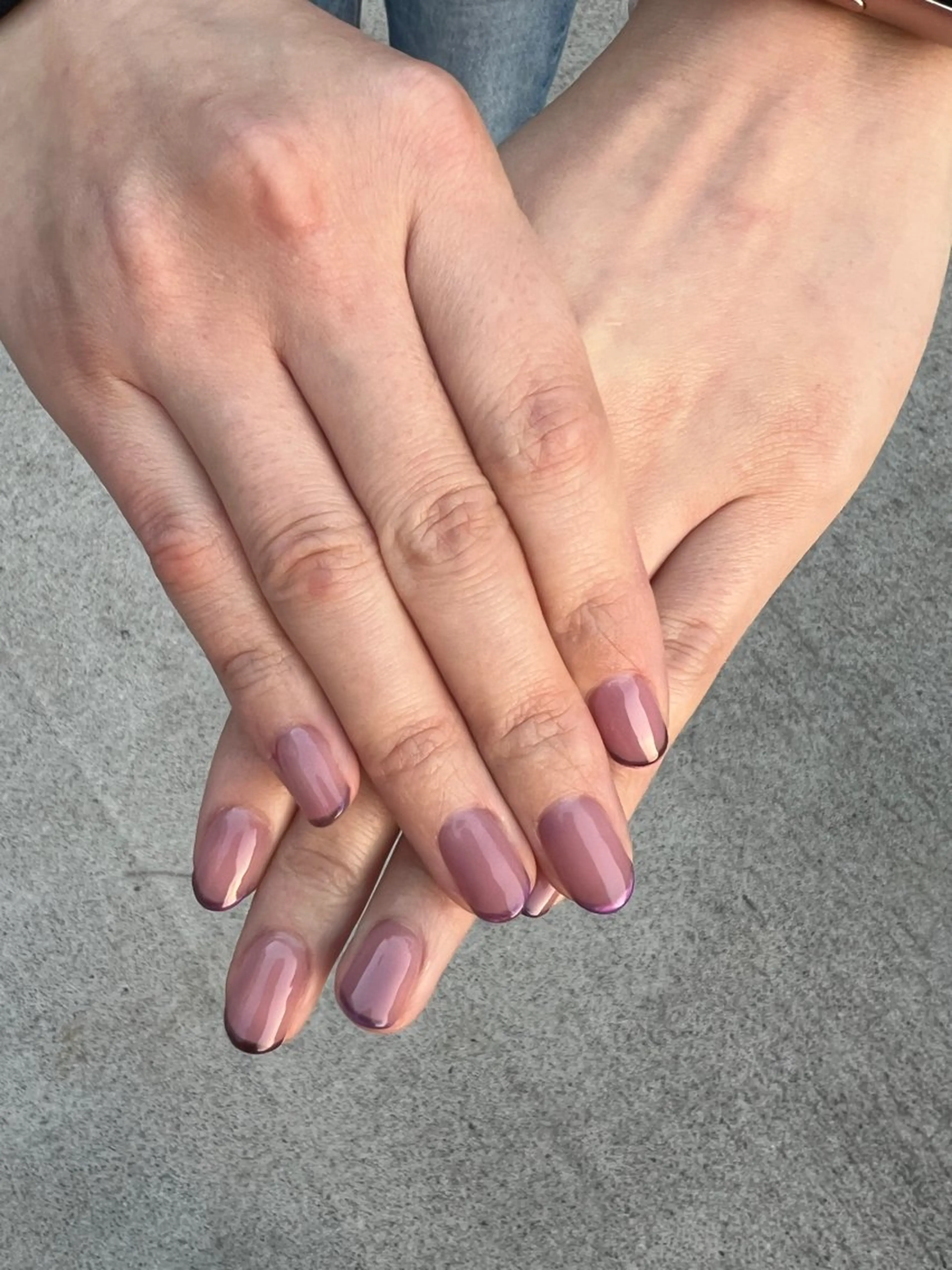 ネイル フレンチネイル マグネットネイル マグネットフレンチ オフィスネイル ピンク ハンドネイル Aura nailのネイルデザイン