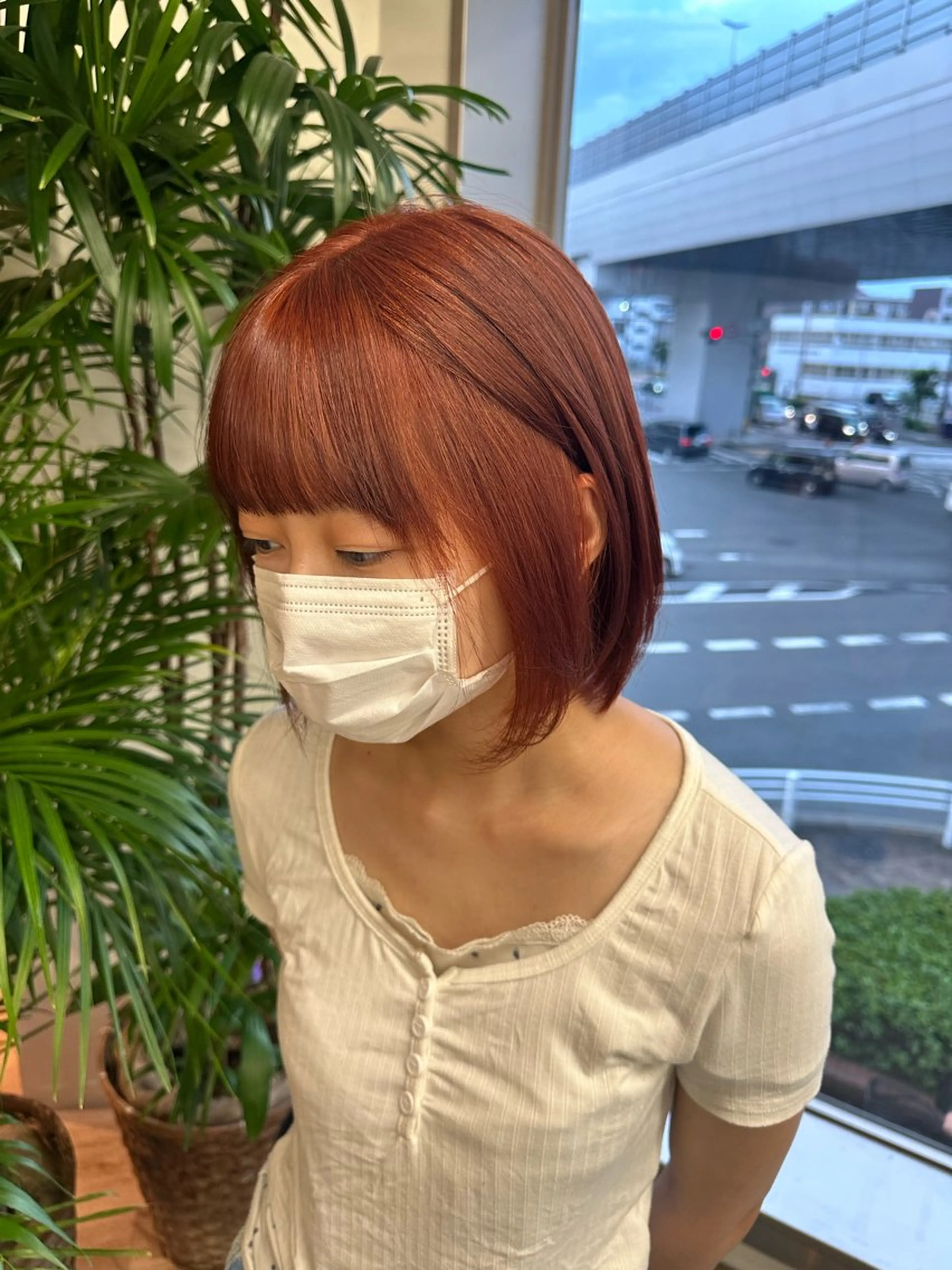カラー オレンジ ヘアカラー トリートメント ブリーチカラー/ わきたちえ🌻のヘアスタイル
