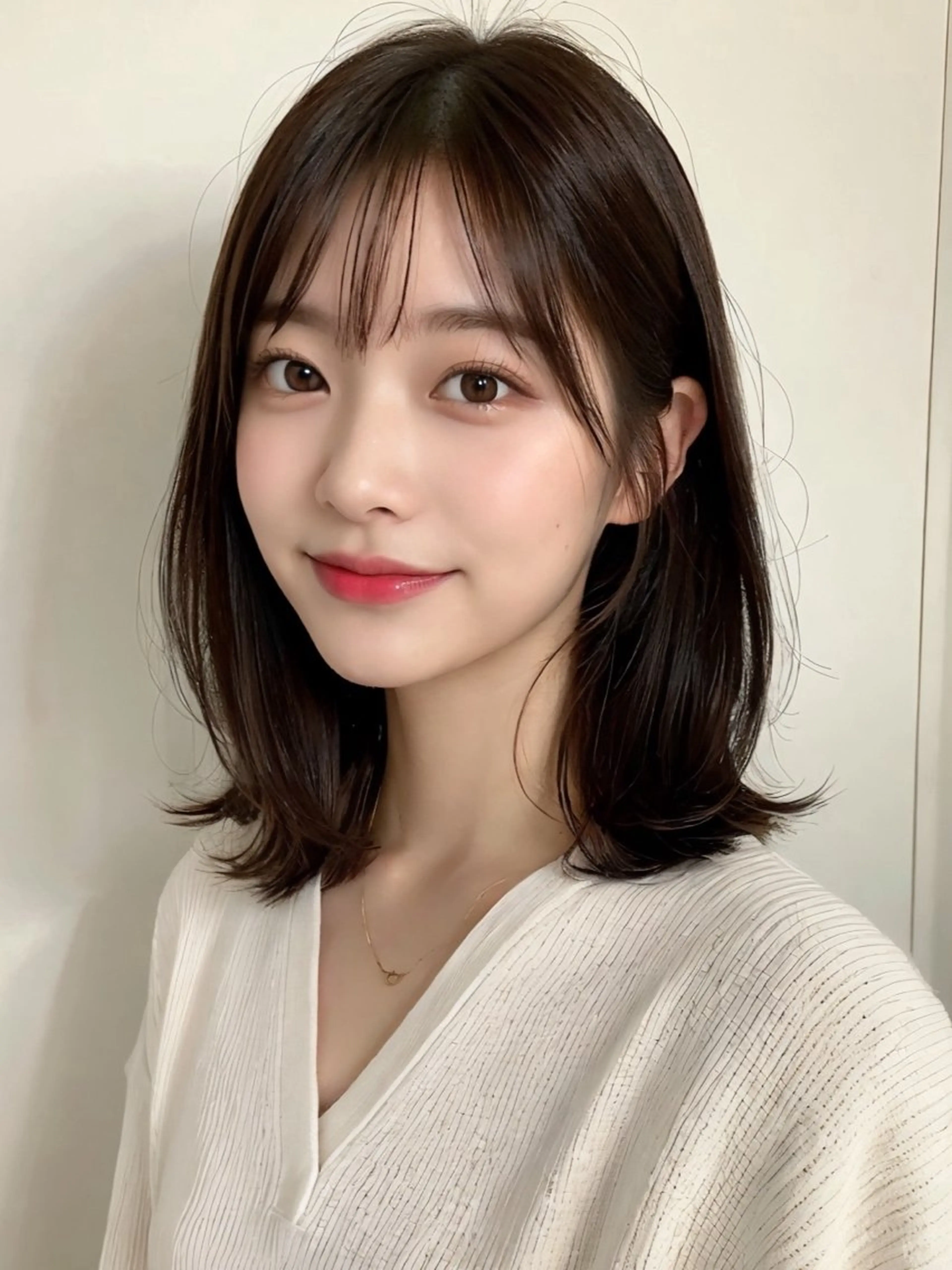 ミディアム くびれヘア 韓国風ヘア Lehm所属・表参道/さあ や/大人ナチュラルのヘアスタイル