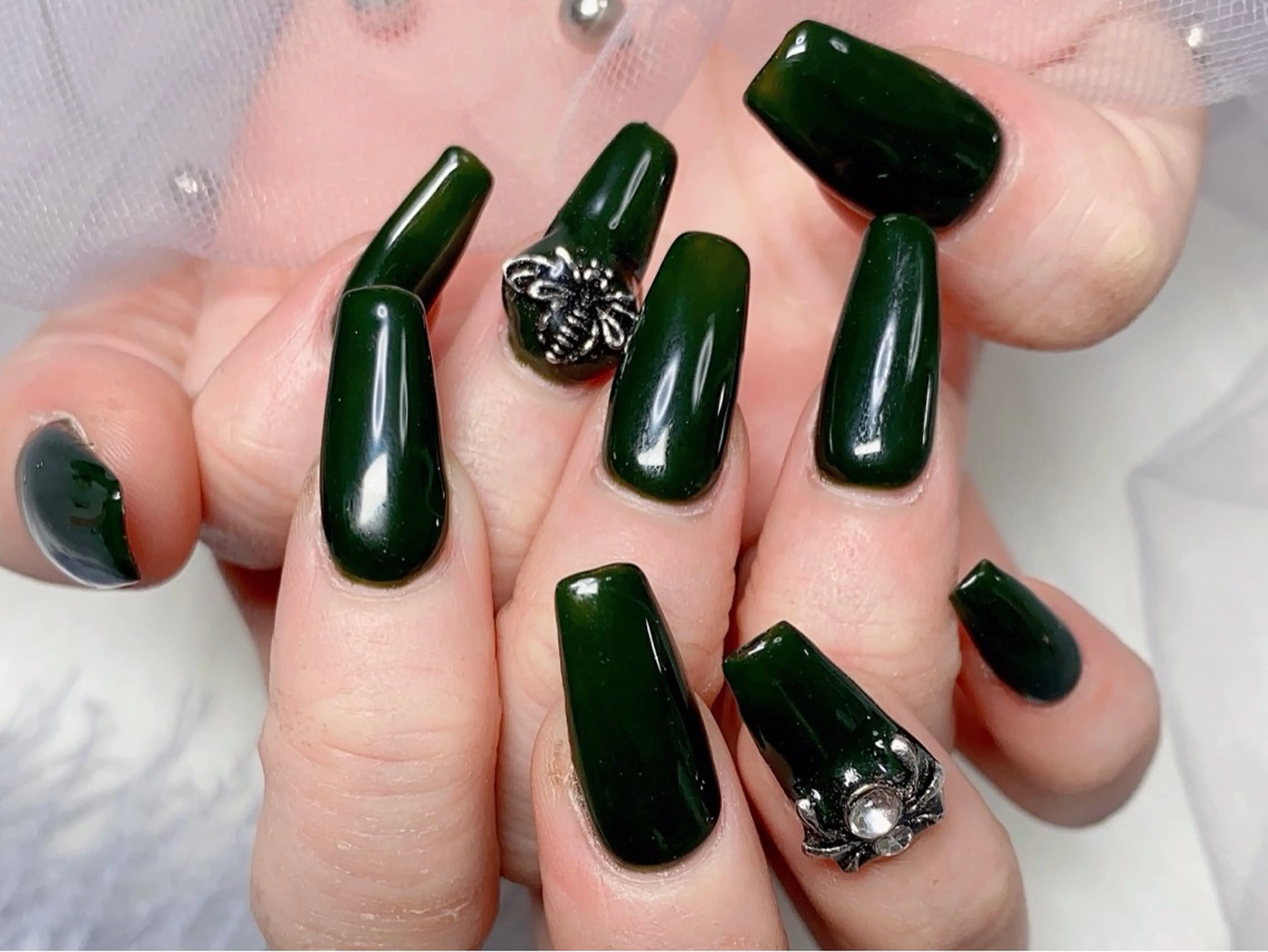 ネイル 長さ出し ジェルネイル キラキラネイル 大理石ネイル(マーブル) ニュアンスネイル Morpho nailのネイルデザイン