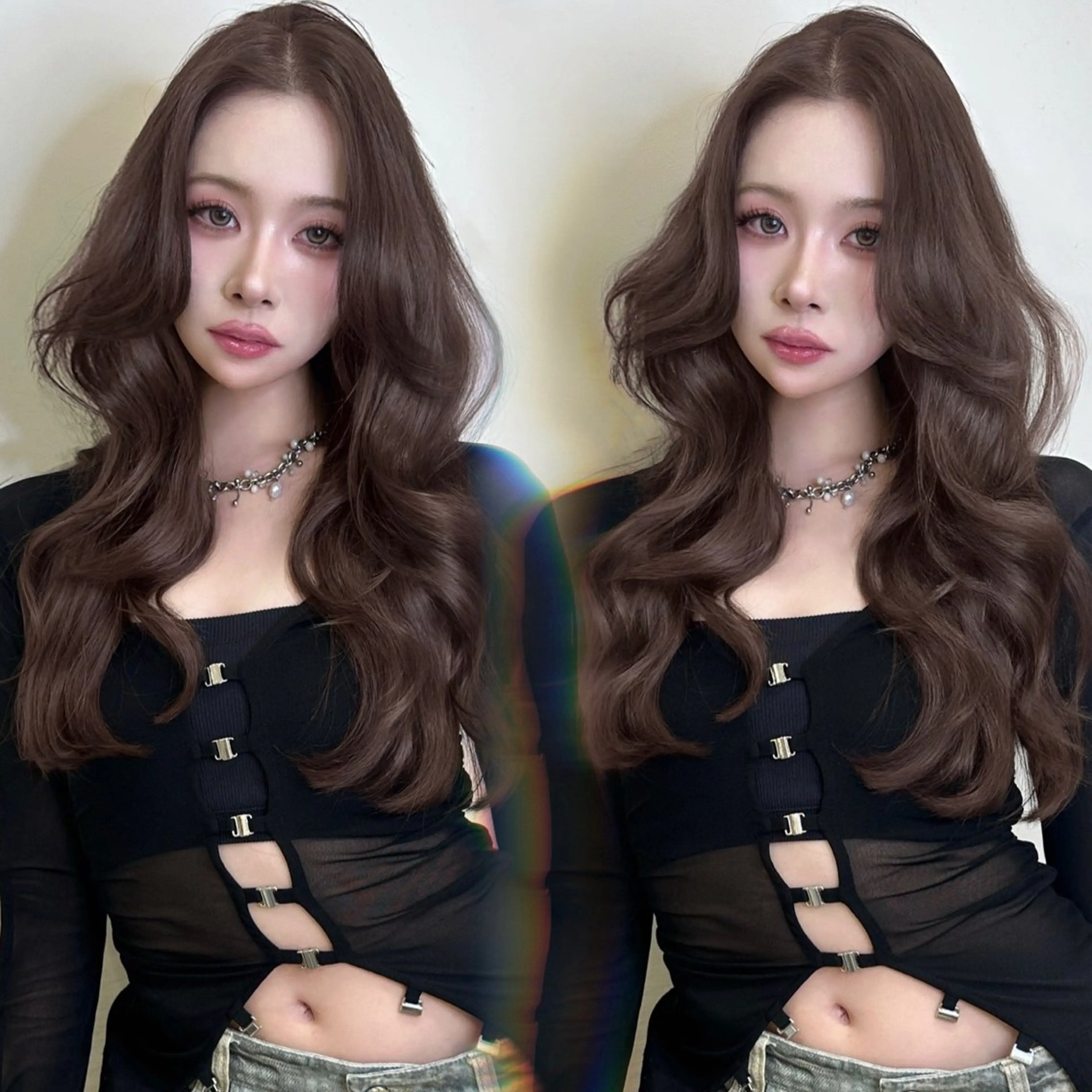 ロング カラー ブリーチ 透明感カラー ダブルカラー ブリーチなしカラー レイヤーカット ワンホン🎀韓国ヘア 💞新宿/GAKUのヘアスタイル