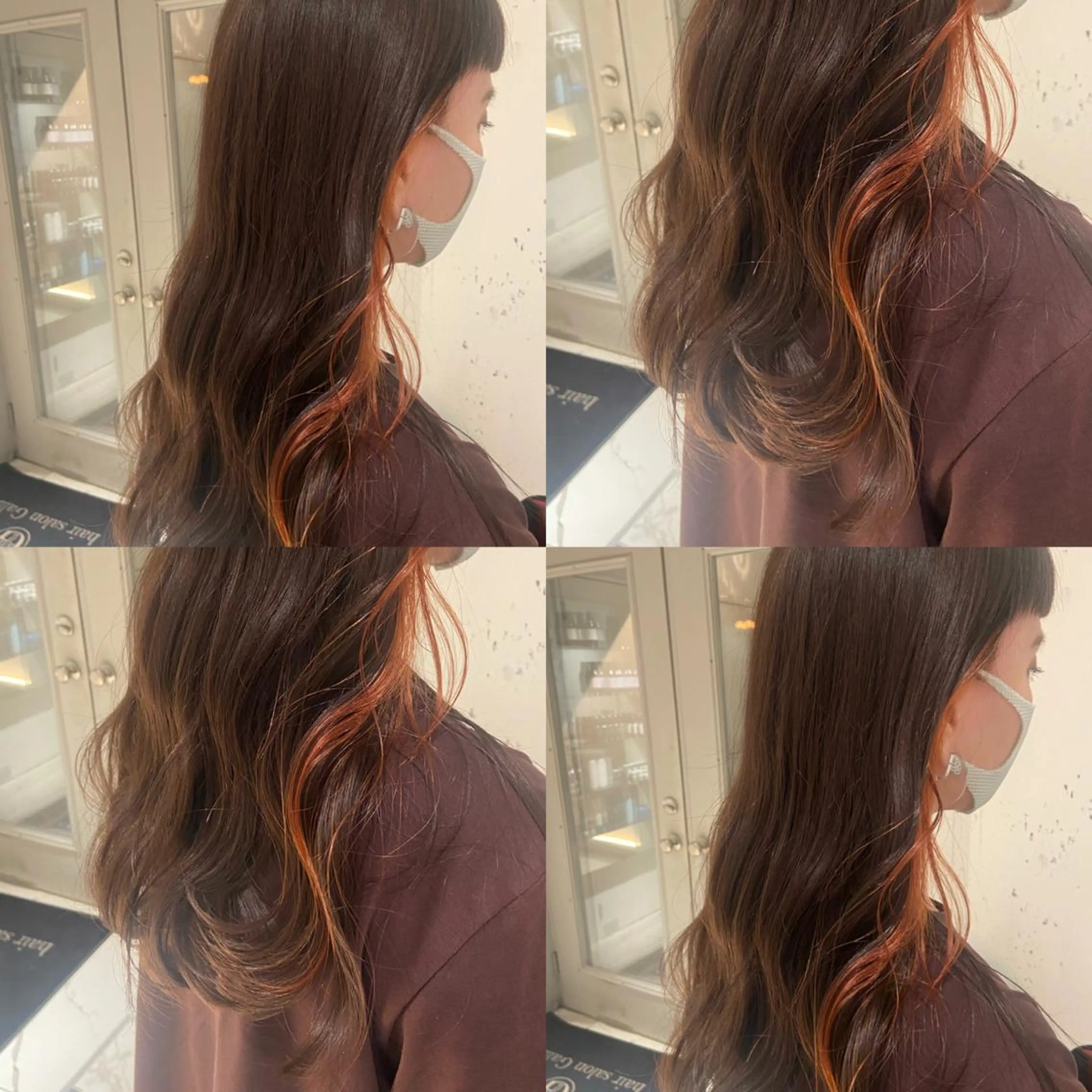 ロング カラー イヤリングカラー ハイトーンカラー インナーカラー オレンジ カジュアルを女っぽく 𝗮𝘆𝗮𝗰𝗼のヘアスタイル