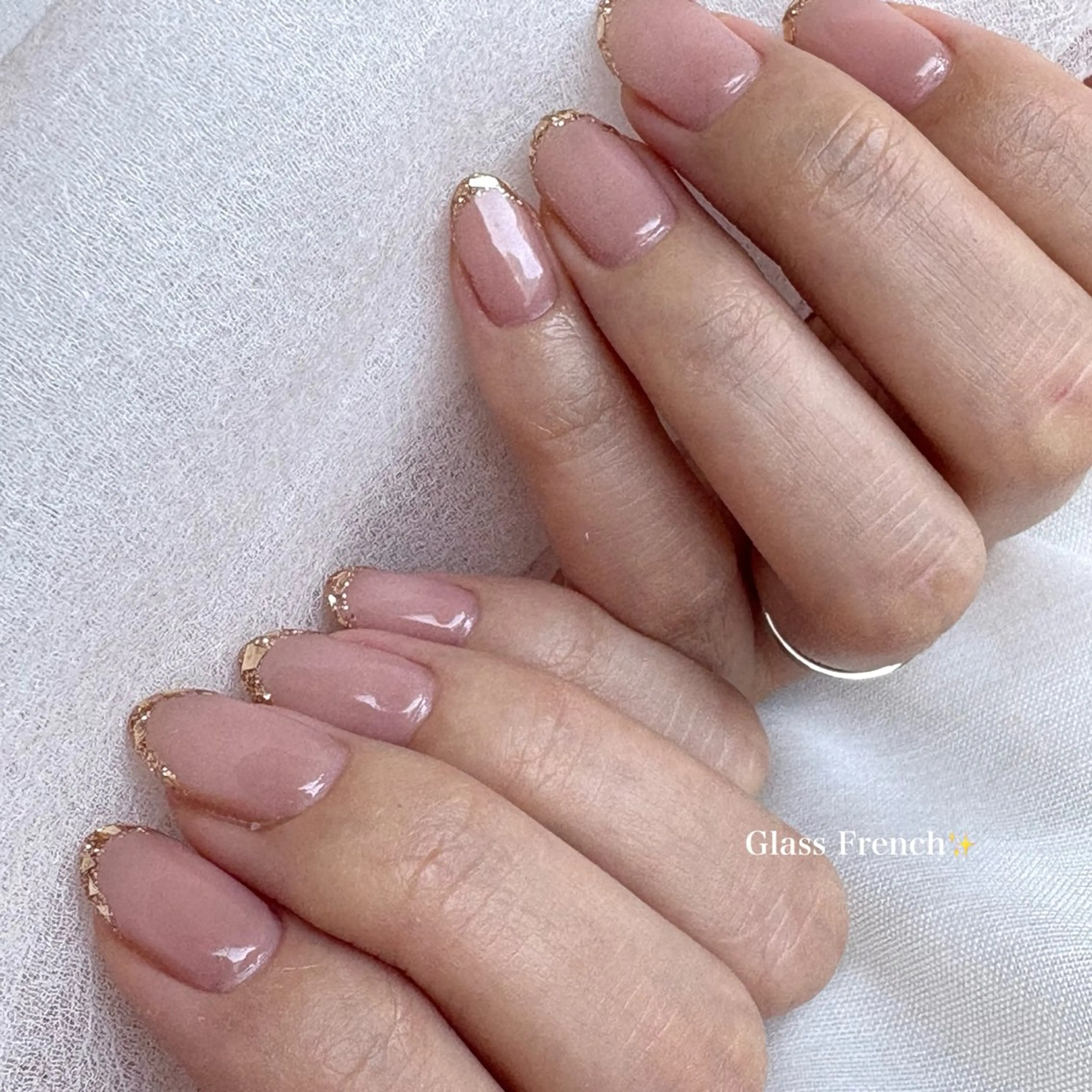 ネイル フレンチネイル ガラスフレンチ ハンドネイル Rich+nail Mayuのネイルデザイン