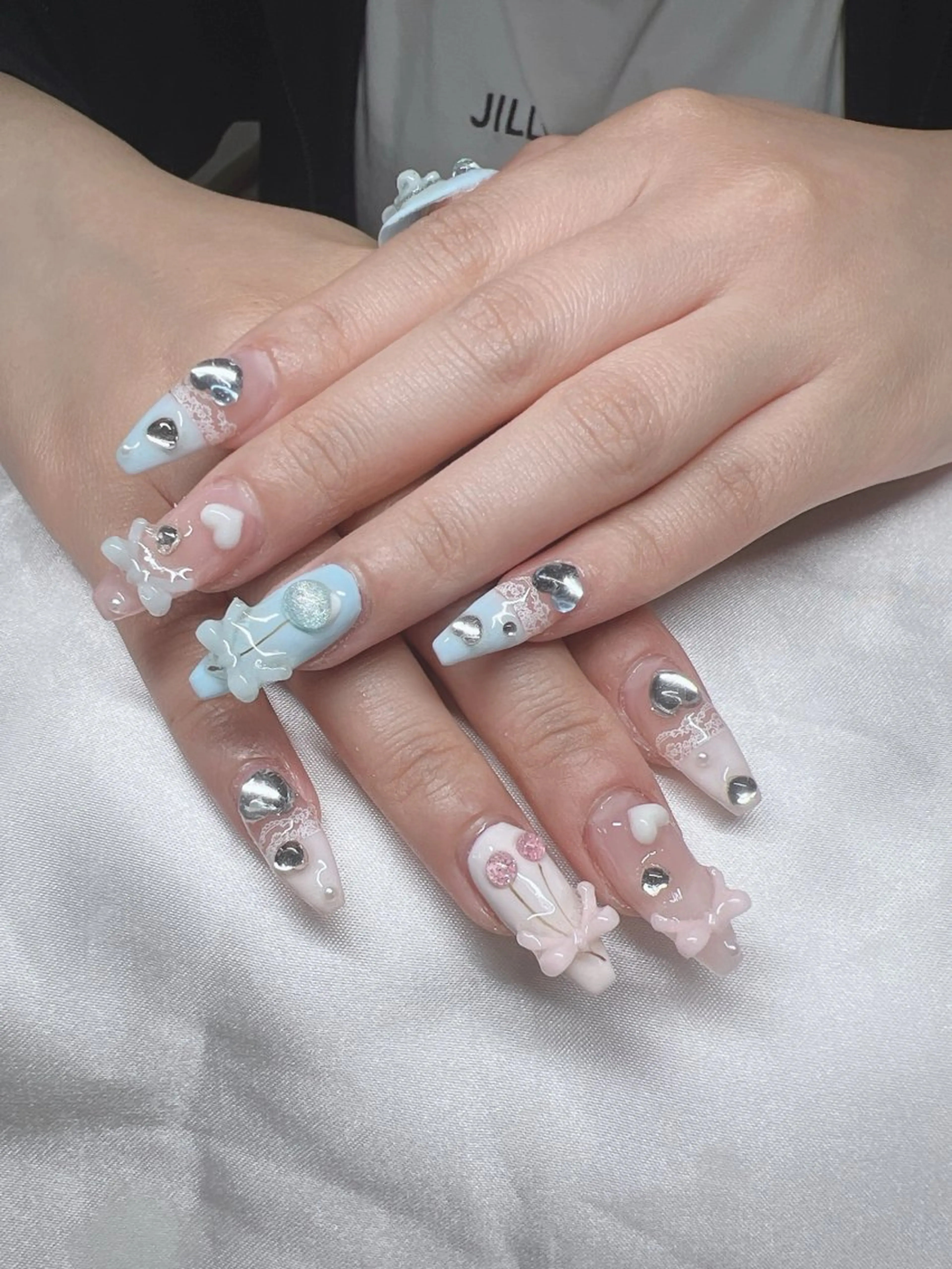 ネイル 長さ出し グラデーション キラキラネイル マグネットネイル ニュアンスネイル ハンドネイル Lee Nails チップ長さだし専門店のネイルデザイン