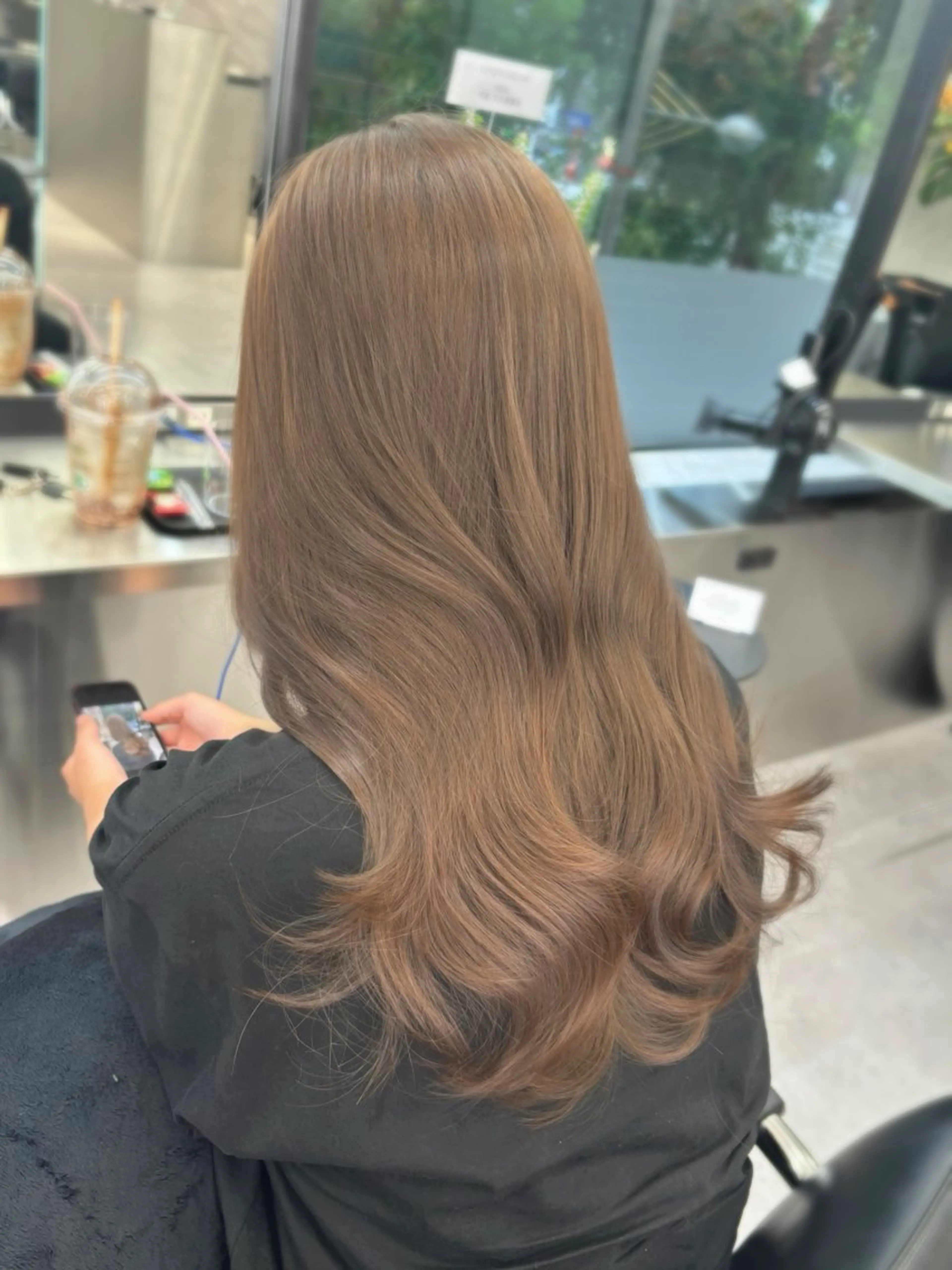 ロング カラー ブリーチなしレイヤー 髪質改善/韓国ヘアのヘアスタイル