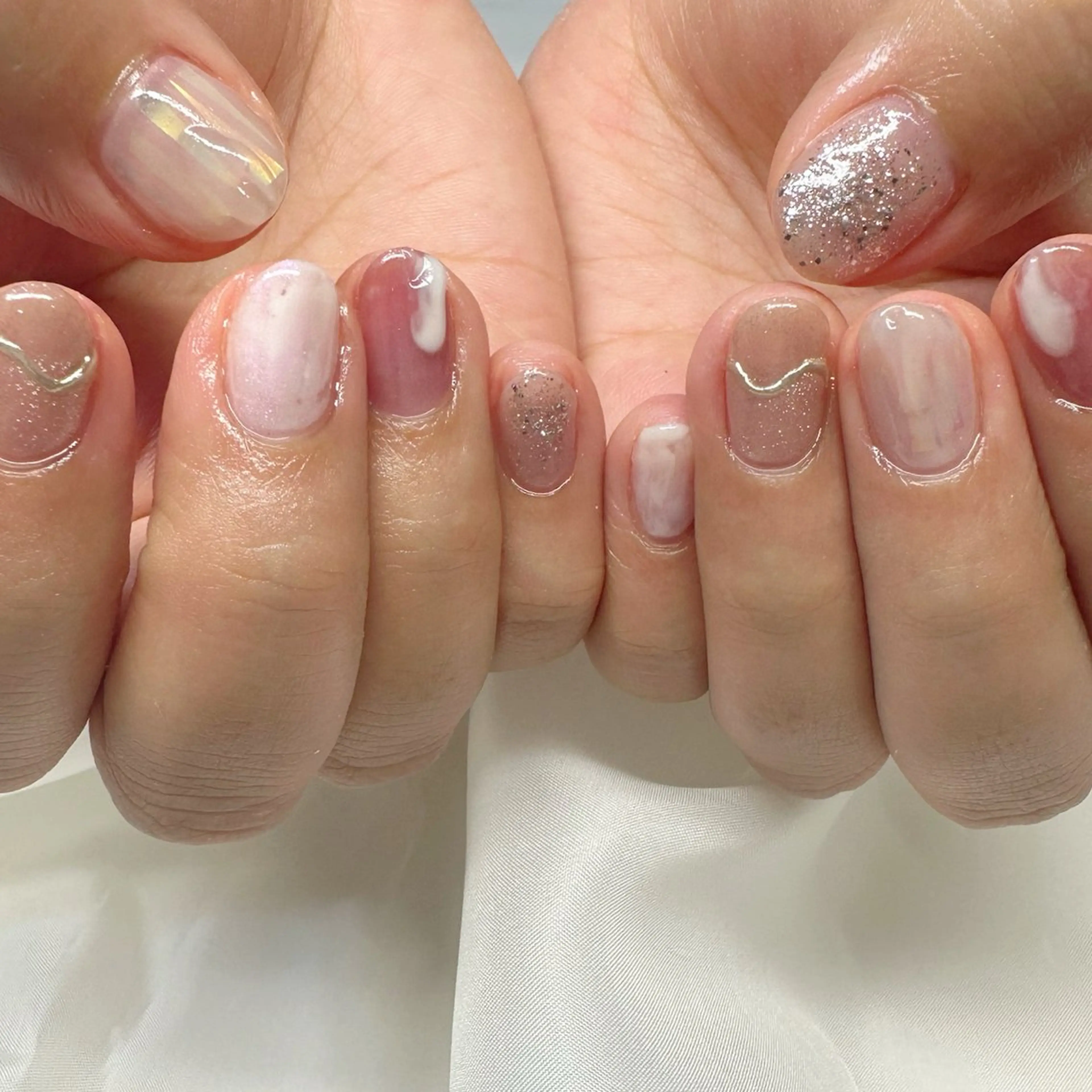 ネイル アートネイル 氷ネイル・うるうるネイル 韓国ネイル ラメ(グリッター) ミラーネイル 🪞KAPE NAIL 🪞のネイルデザイン