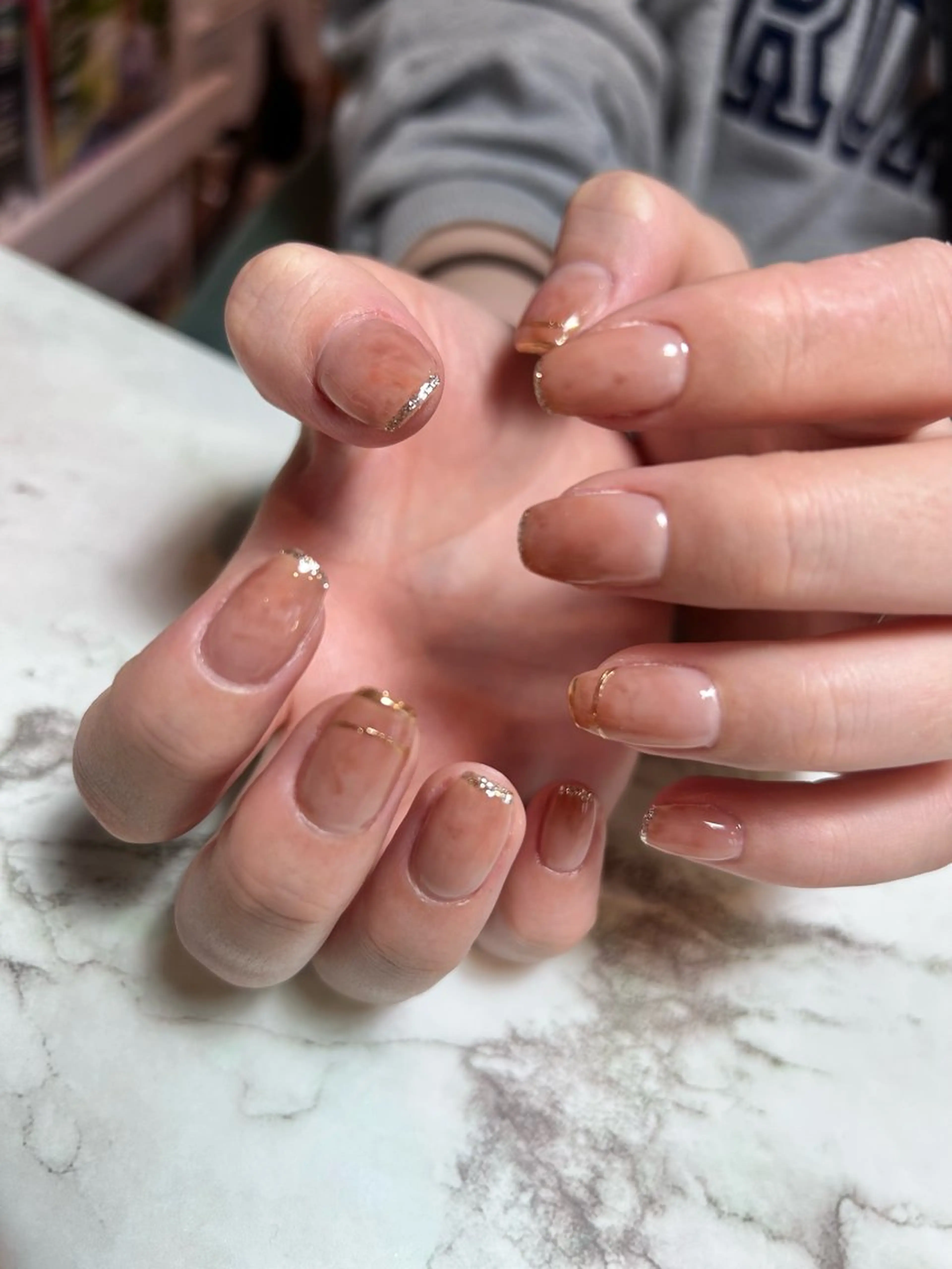 ネイル ダブルフレンチ フレンチネイル ハンドネイル フットネイル TESORO nailのネイルデザイン