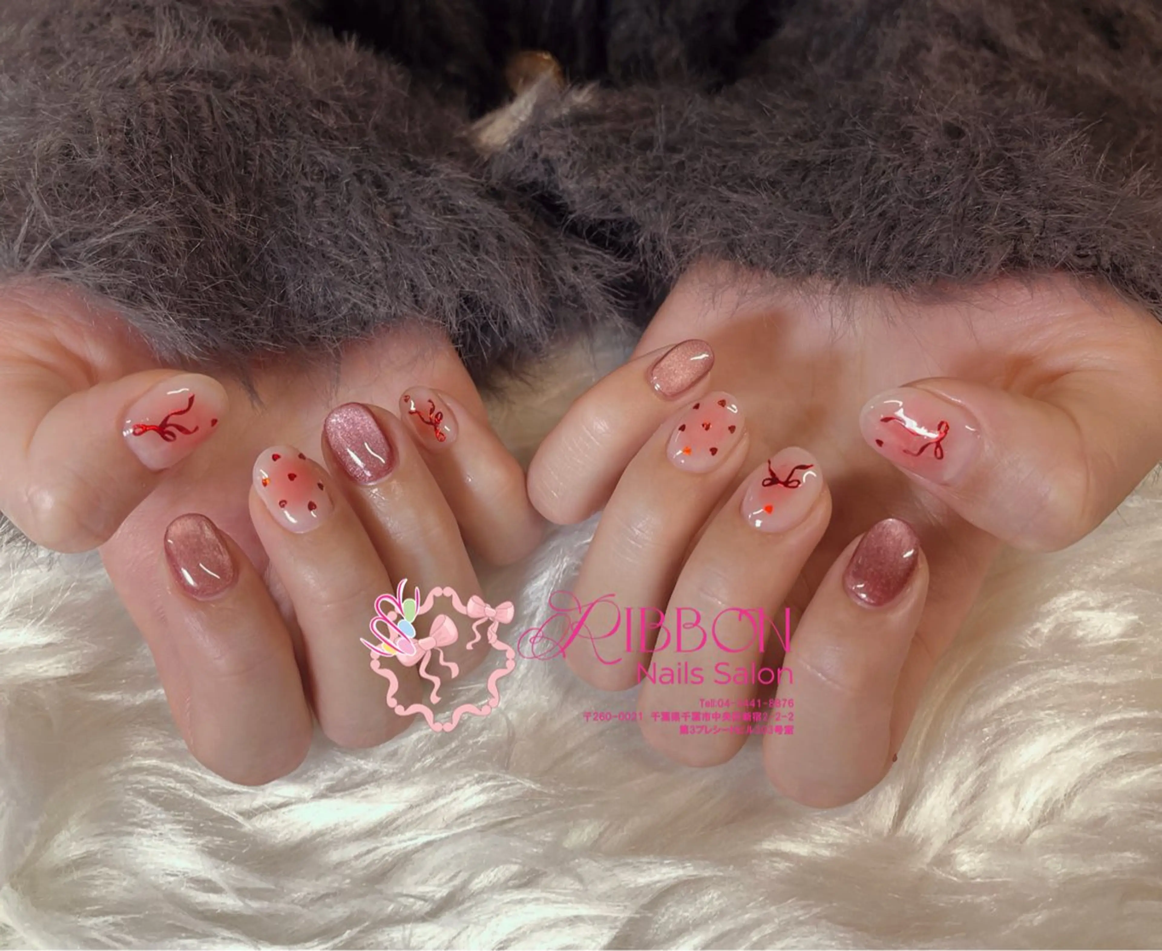 ネイル フレンチネイル ジェルネイル マグネットネイル 持ち込み ニュアンスネイル ハンドネイル Ribbonnail salonのネイルデザイン