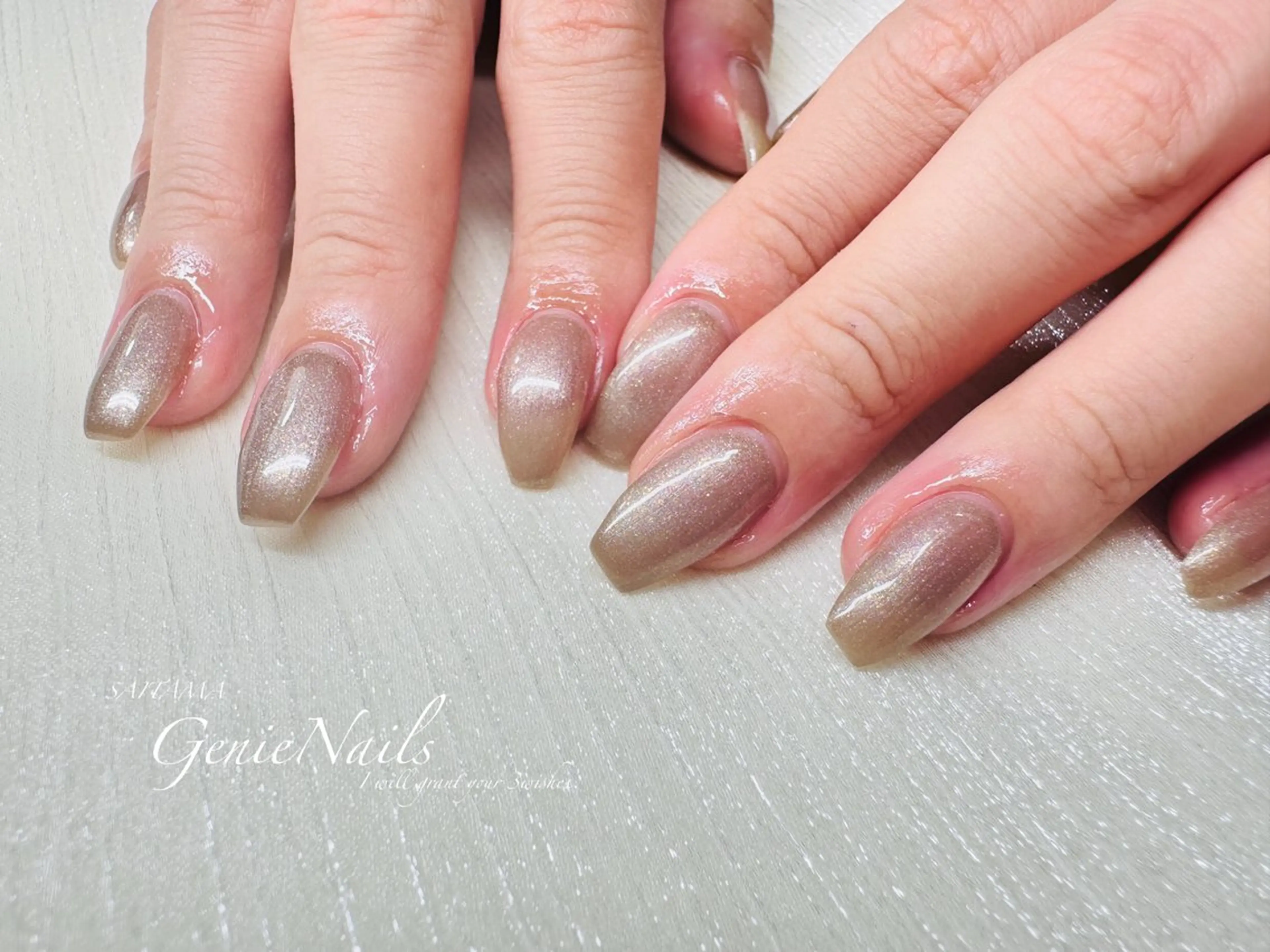 メンズ ネイル アートネイル 長さ出し 氷ネイル・うるうるネイル ロングネイル 持ち込み Genie Nailsのネイルデザイン