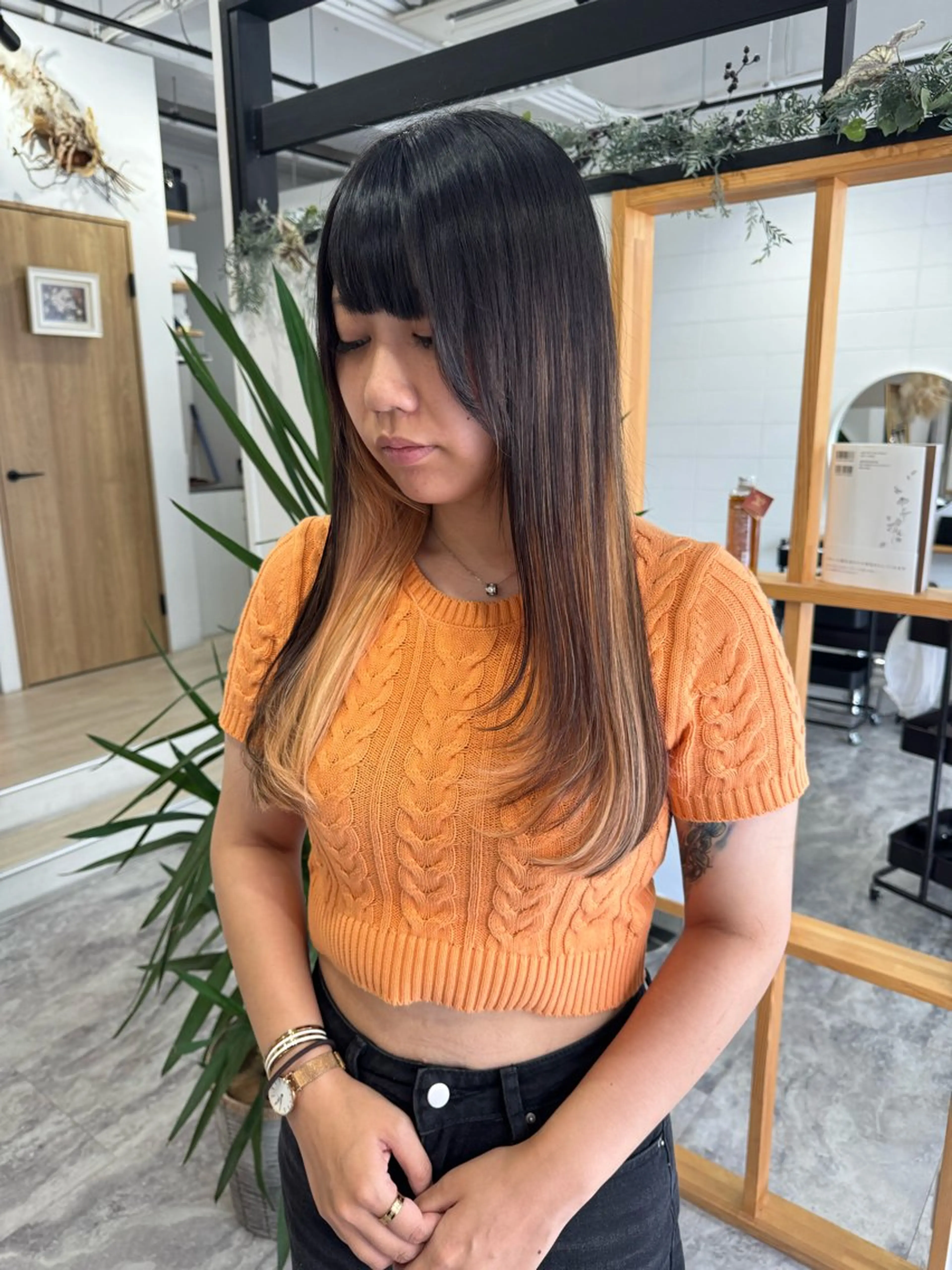 ミディアム カット ヘアカラー トリートメント A.Ｍ.hair所属・レイヤーカット/ 福本凌のヘアスタイル