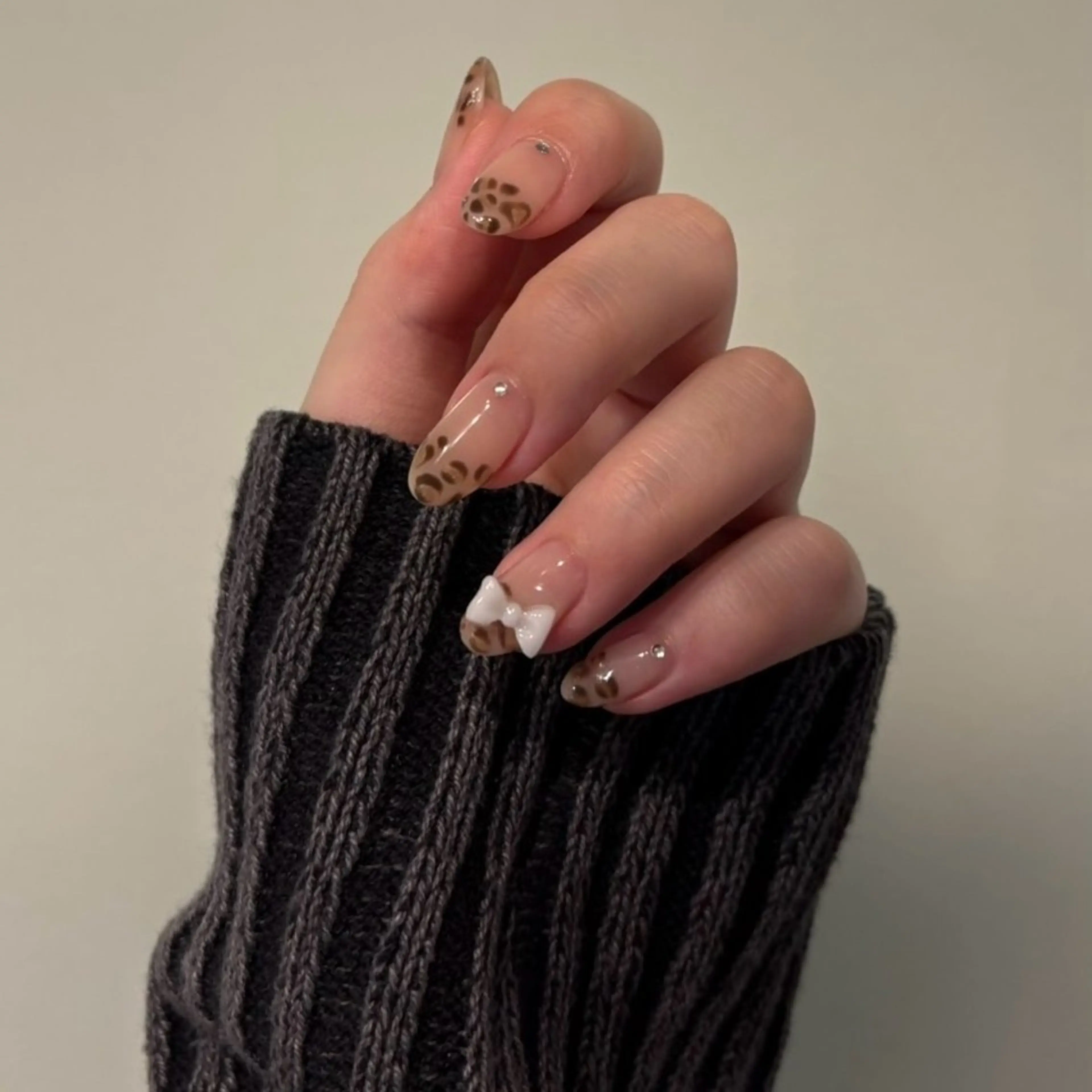 ネイル アニマル柄 リボン Nail room 【Mente】のネイルデザイン