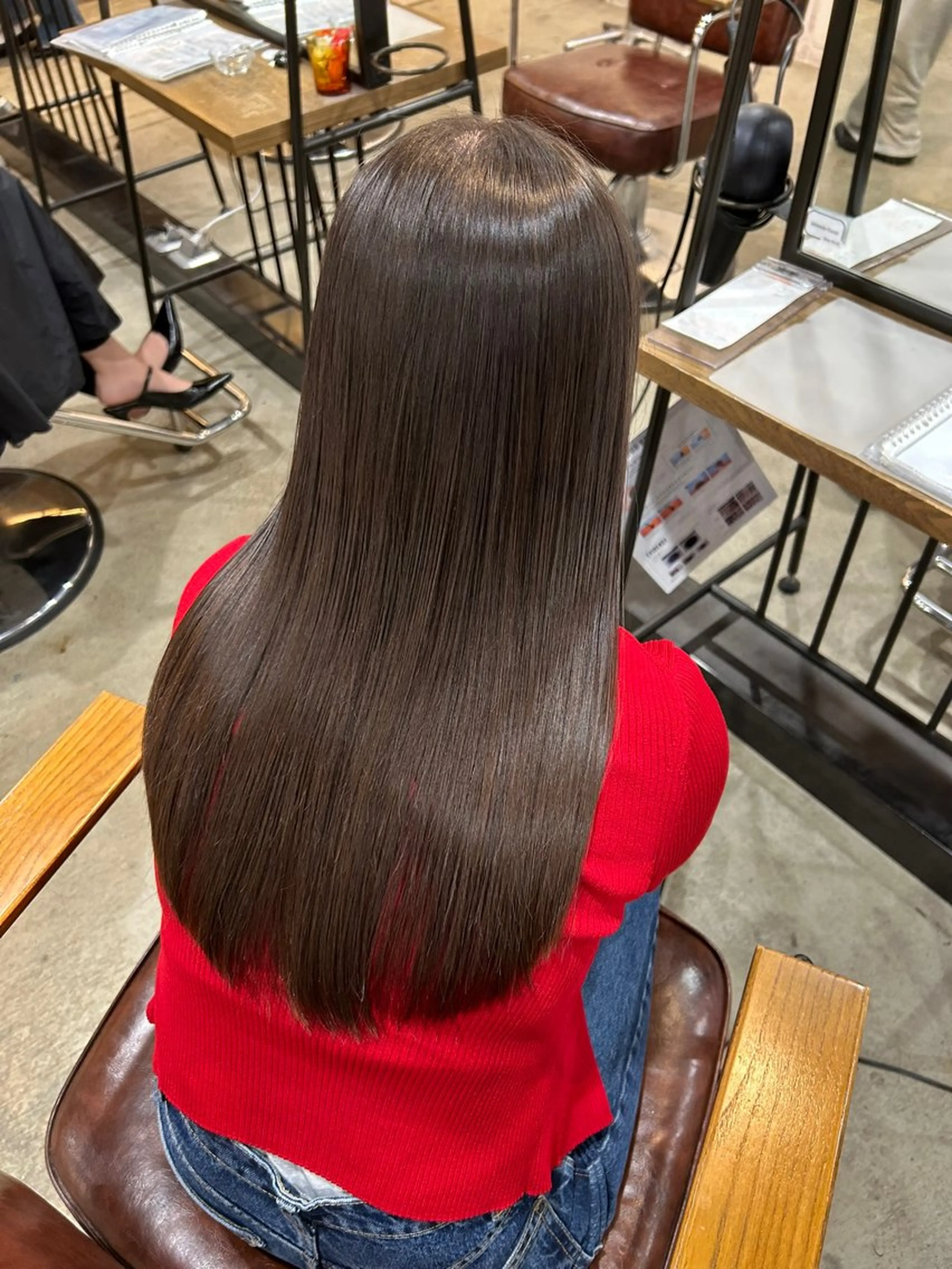 ロング 酸性ストレート 縮毛矯正 トリートメント 髪質改善透明感カラー 💕梅田韓国ヘア💕のヘアスタイル