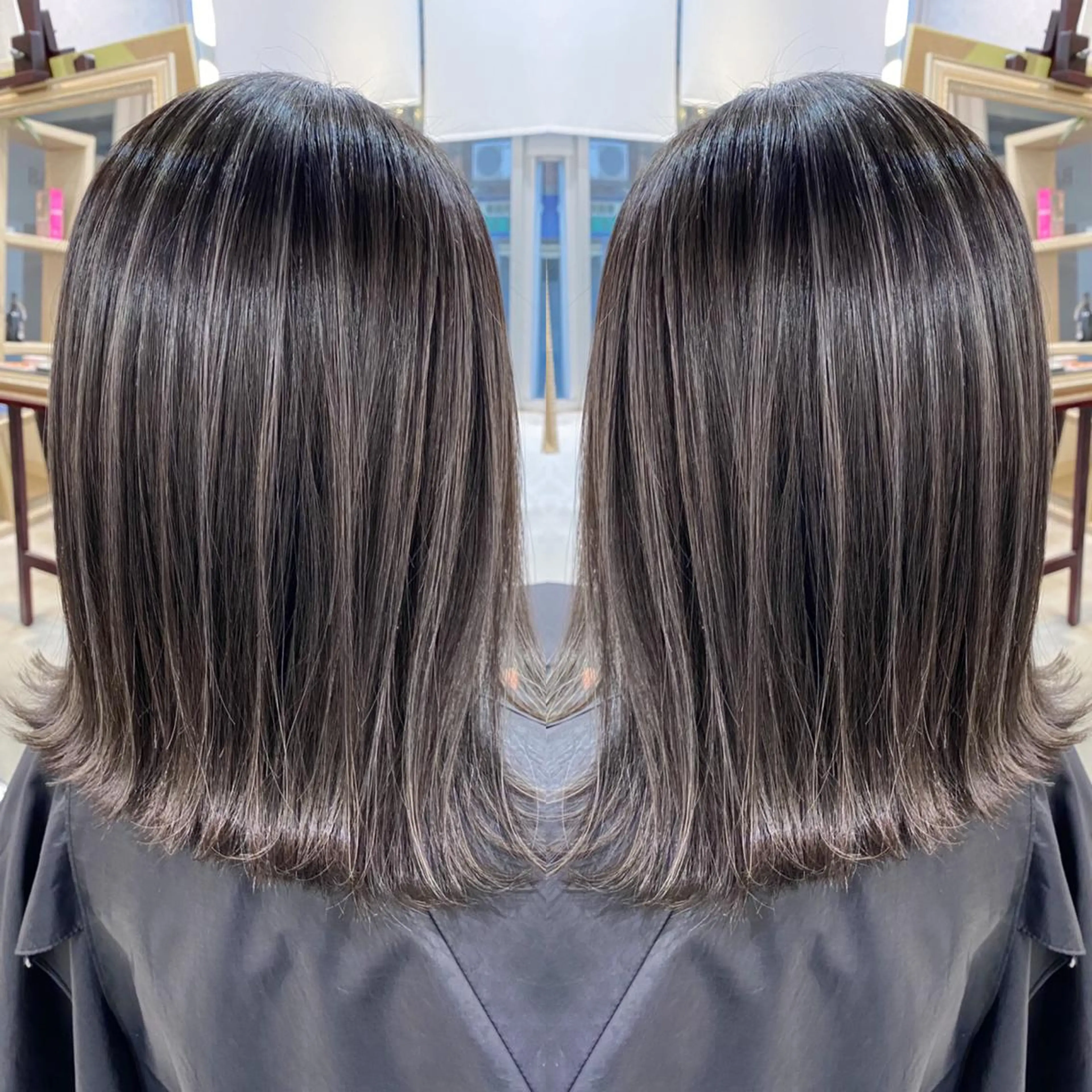 ミディアム カラー ヘアアレンジ ハイライトカラー ハイライト ヘアカラー トリートメント BANK'S hair所属・📌 トレンド×韓国 髪質改善寺坂雄飛📌のヘアスタイル