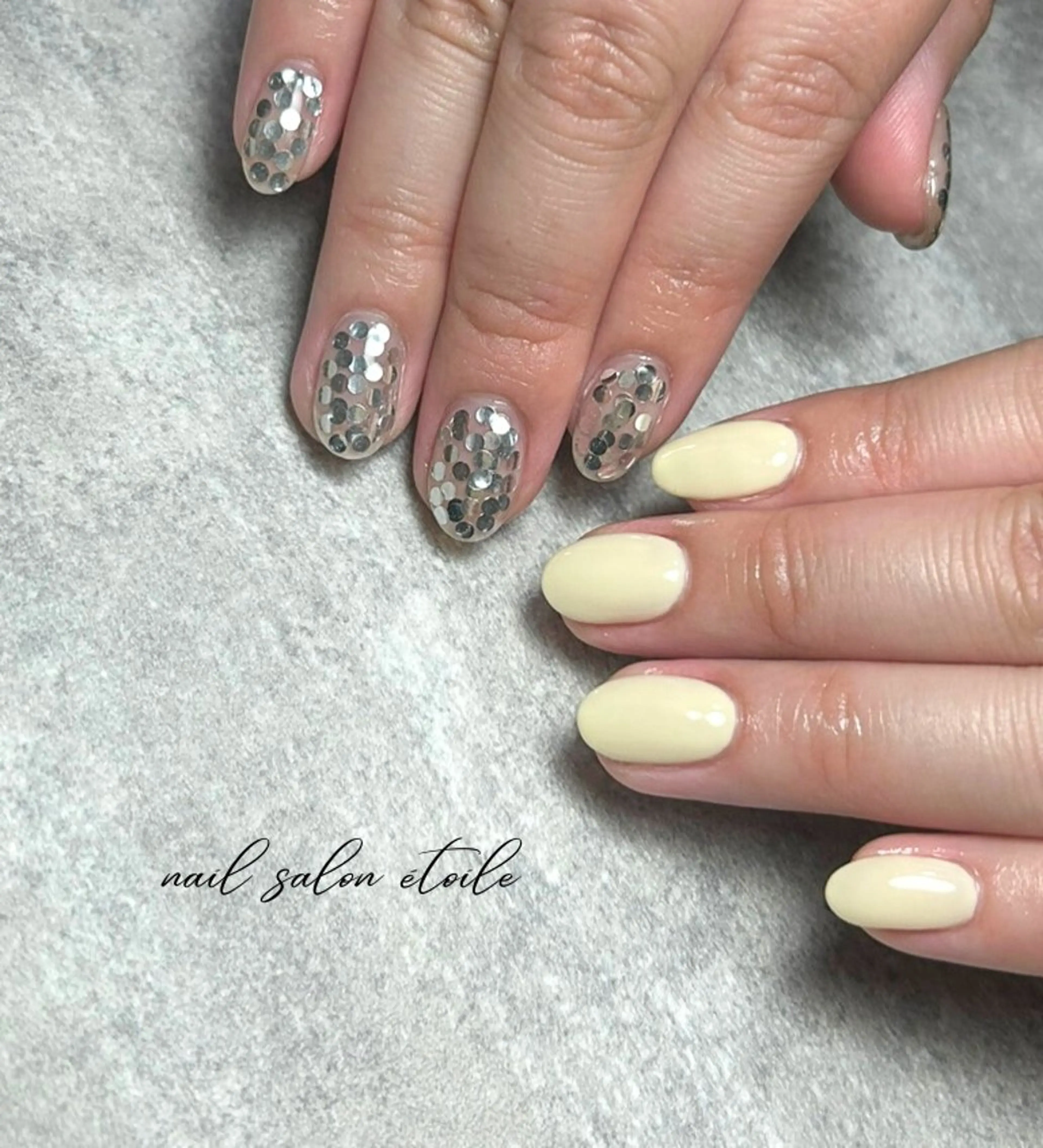 ネイル ワンカラーネイル パステルネイル シンプルネイル 黄色 ハンドネイル nail salon étoileのネイルデザイン