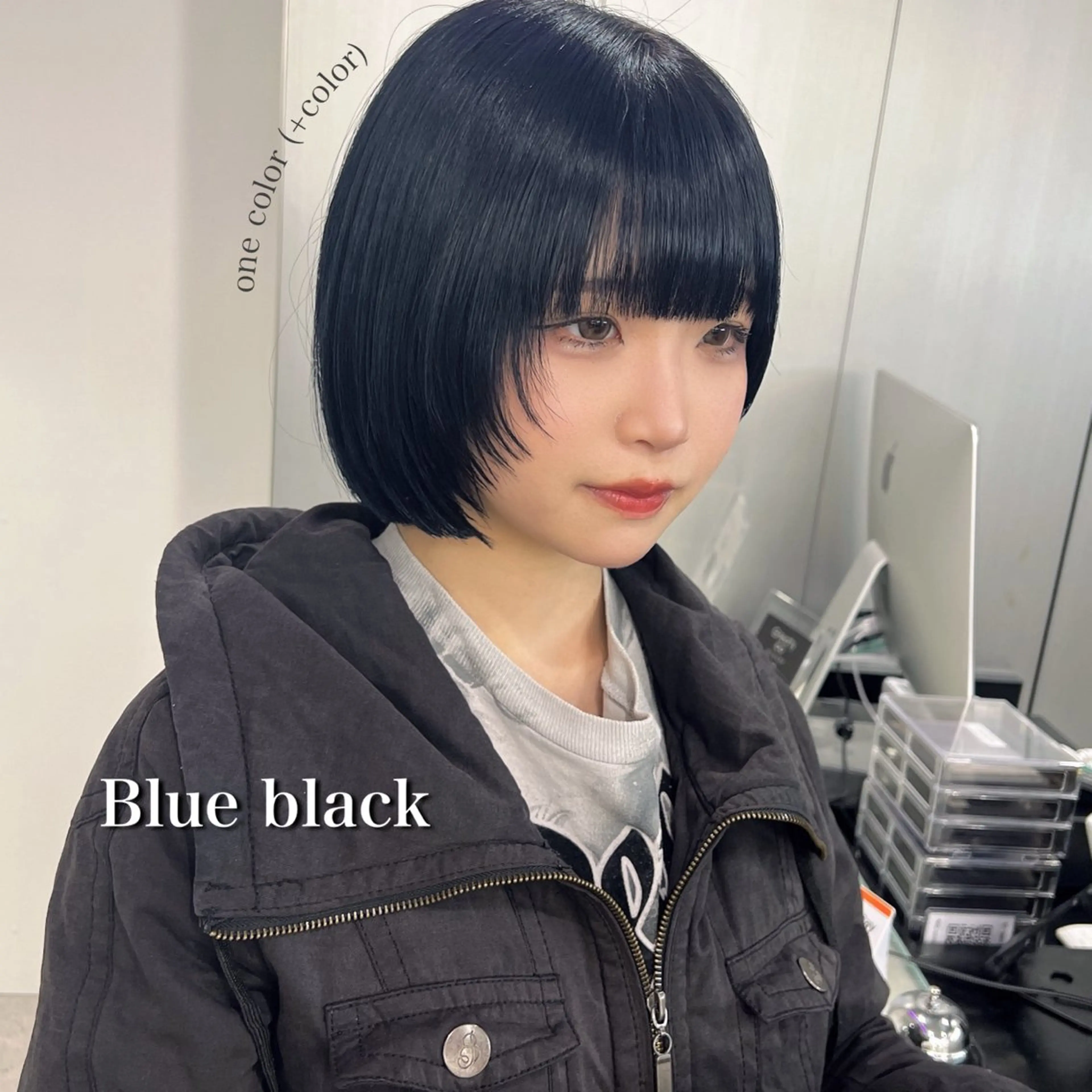 ショート カラー ヘアカラー 暗髪🩶ラベンダー/ ブルー/ユウナ🤍のヘアスタイル