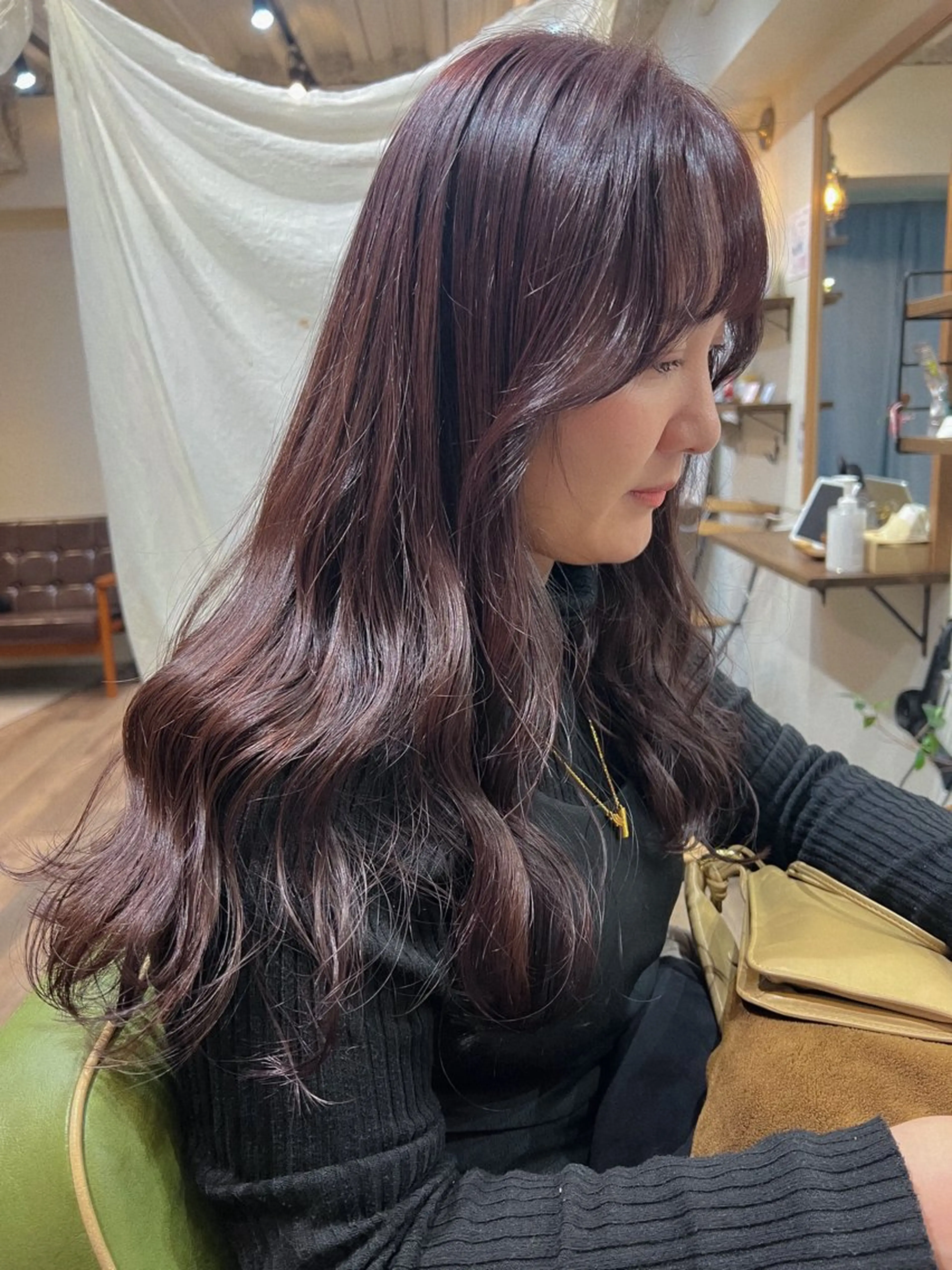 ロング カラー ブラウンカラー カシス カラーパティシエ facce🌼ikoのヘアスタイル