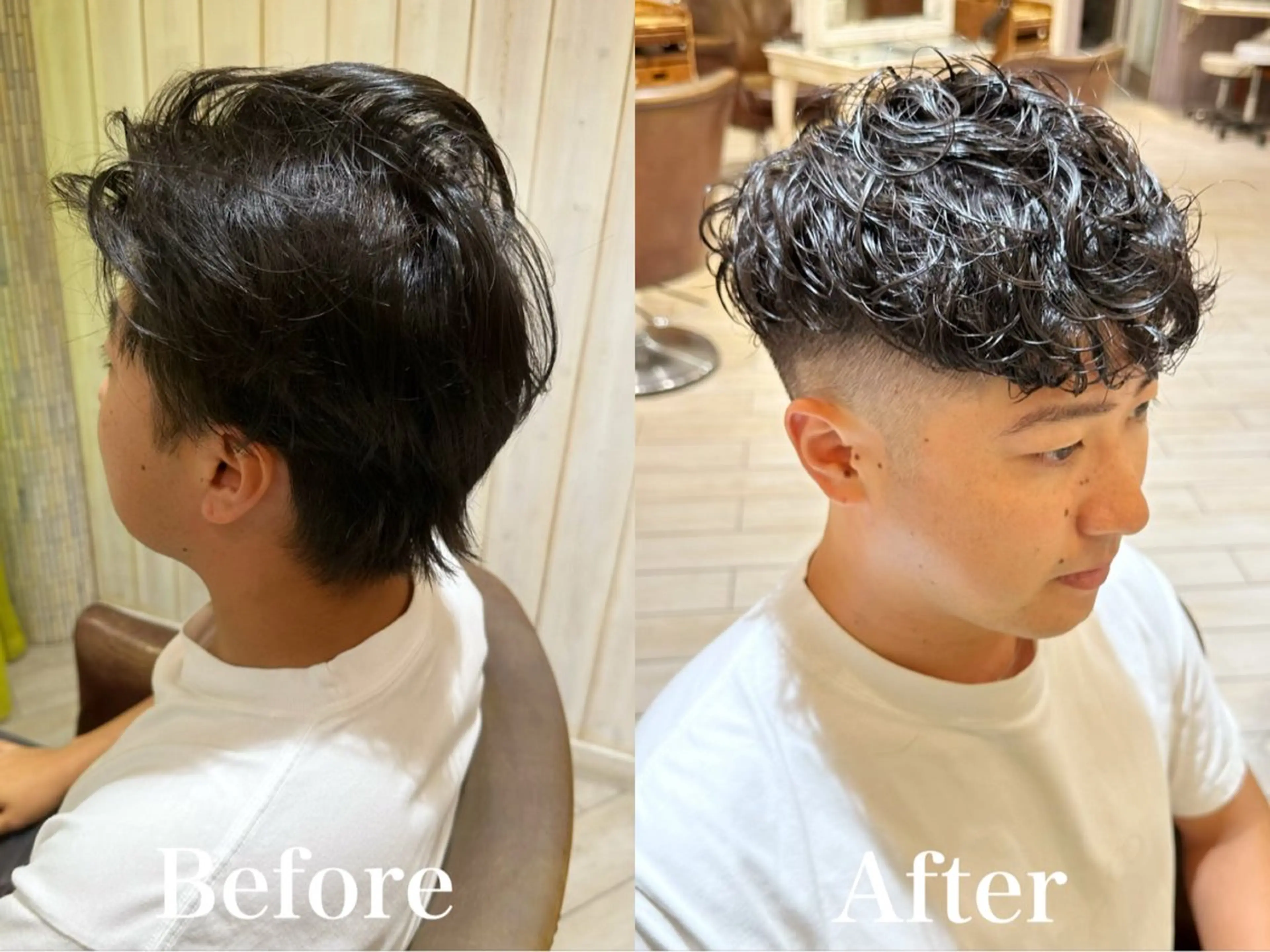 パーマ メンズ カット パーマ トリートメント 増渕 駿介のヘアスタイル