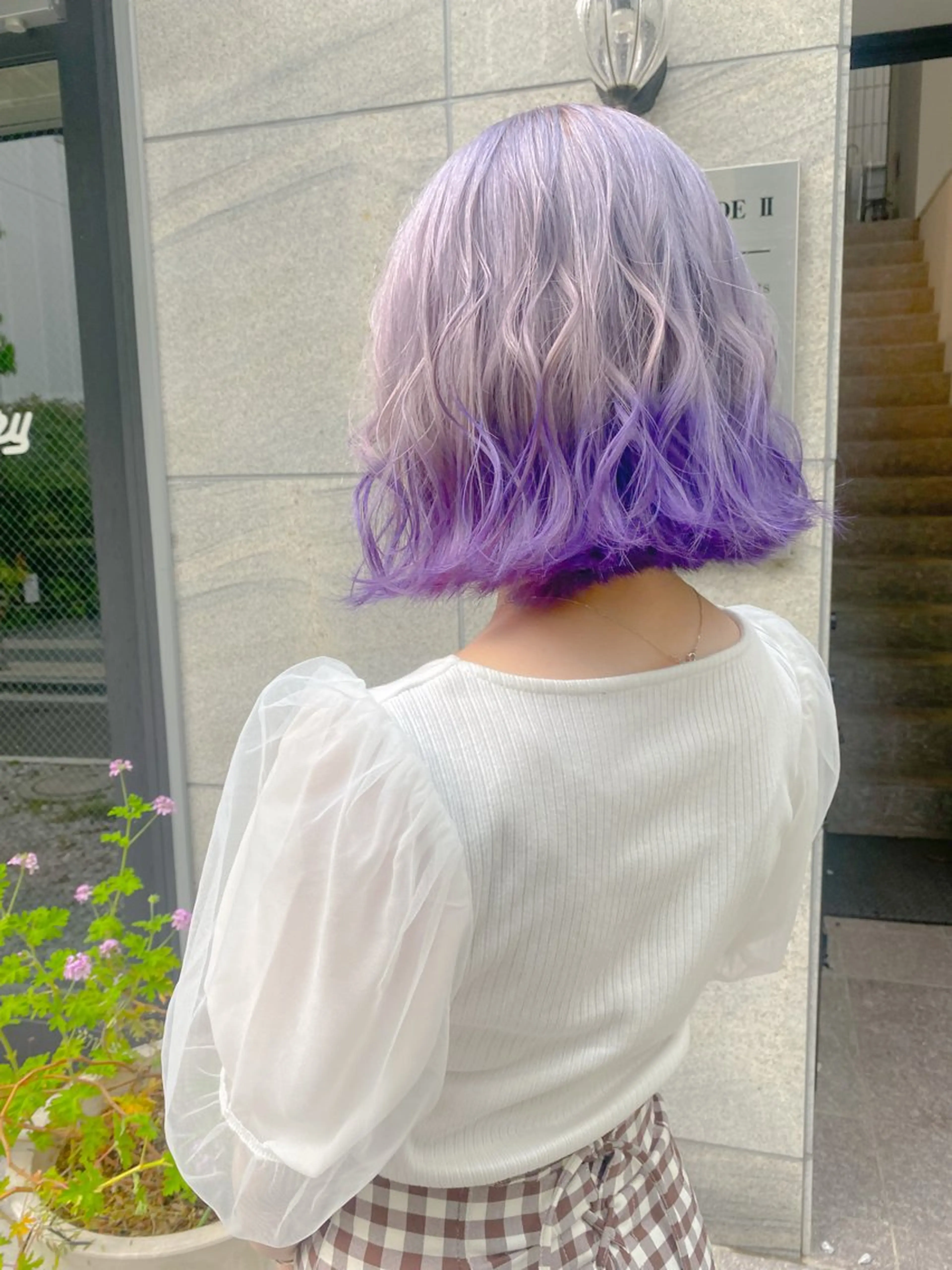 ミディアム カラー アッシュ ブルーカラー ブルーパープル ハイトーンカラー 韓国風カラー ヘアカラー Chérie所属・Chérie 渋谷/カラーサロンのヘアスタイル