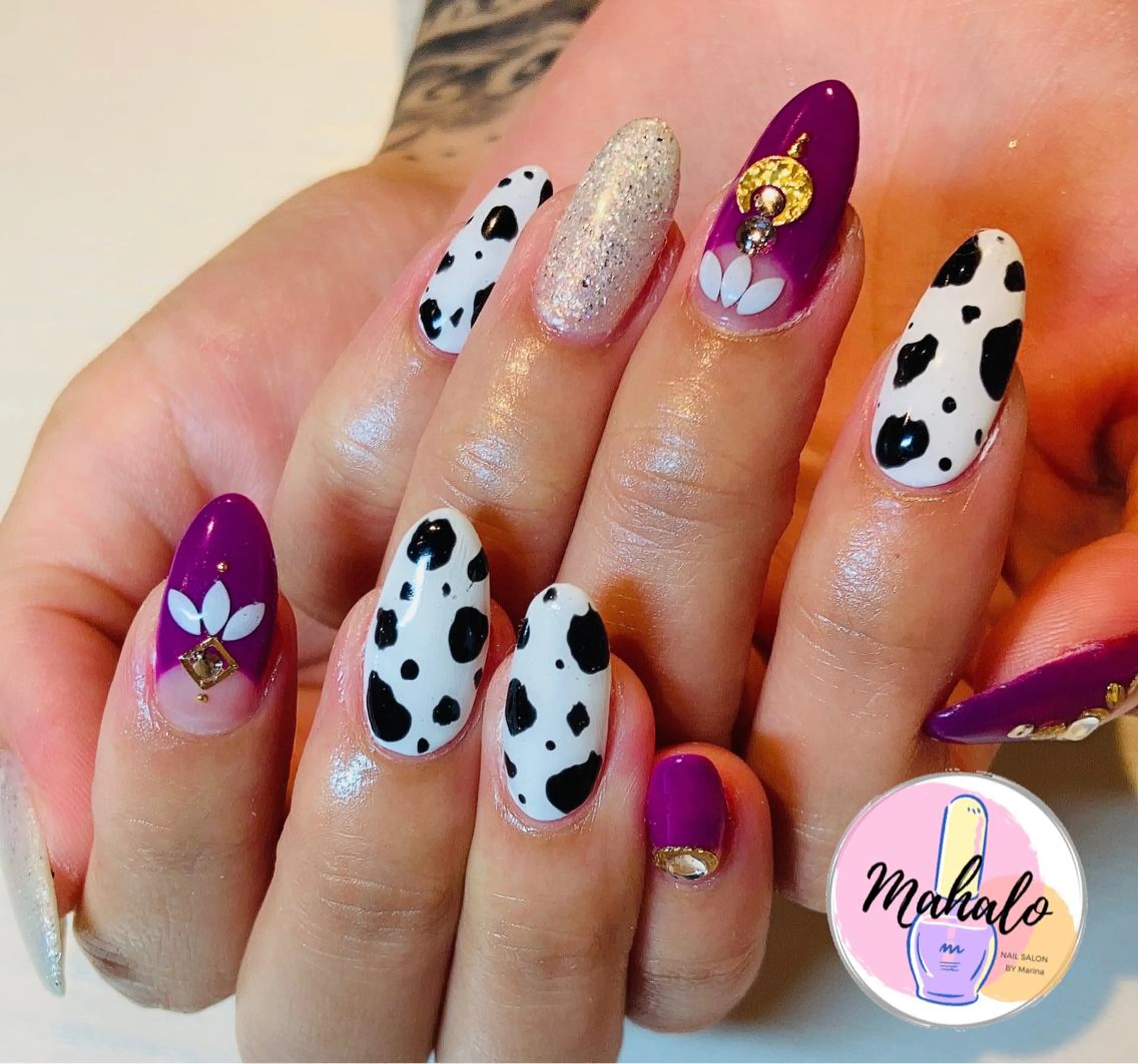 ネイル フレンチネイル ラメ(グリッター) ワンカラーネイル パープル 逆フレンチ Nail Salon Mahaloのネイルデザイン