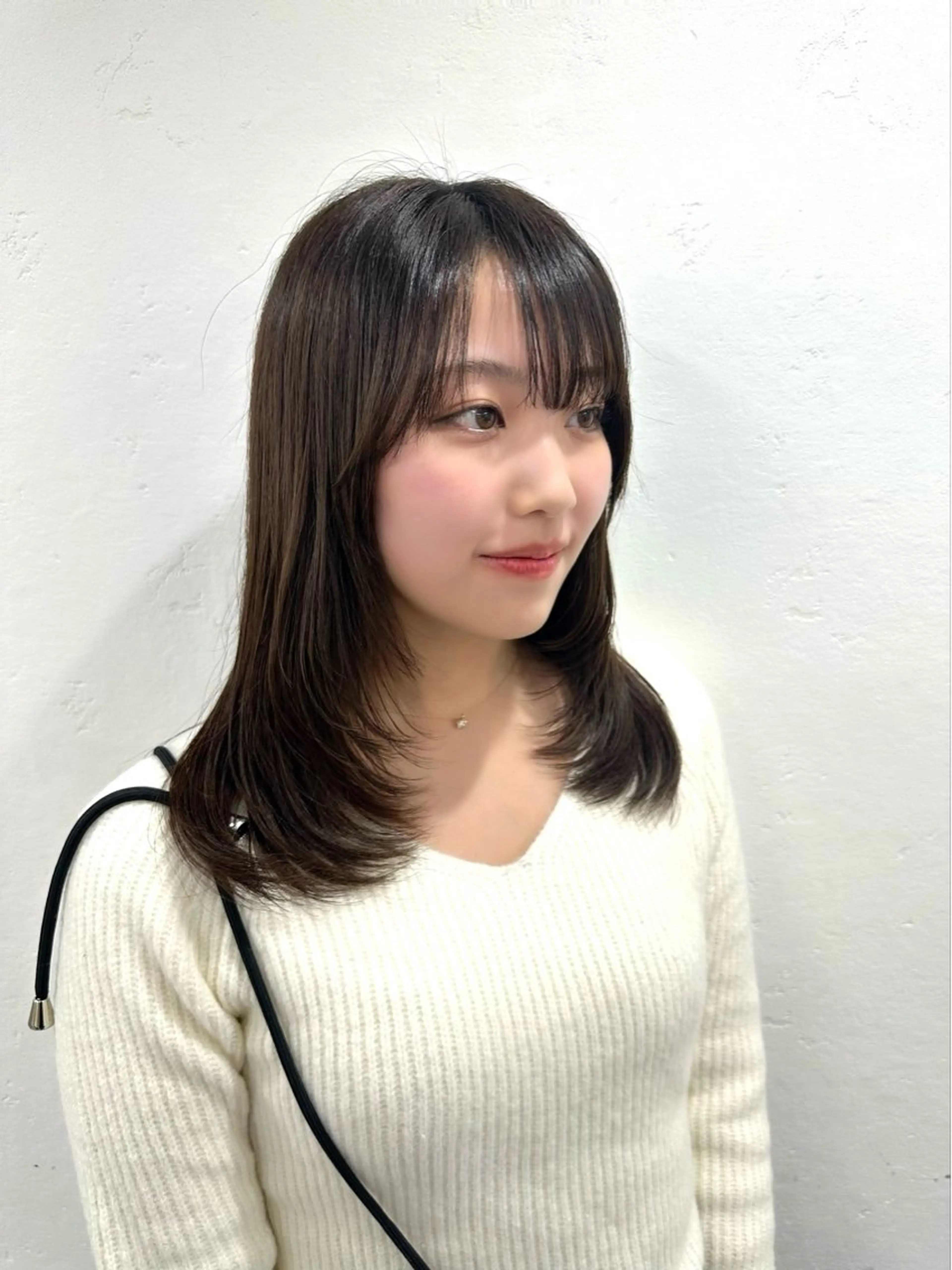 セミロング カット トリートメント ヘッドスパ レイヤー 顔周り グレージュ/添田晃基のヘアスタイル