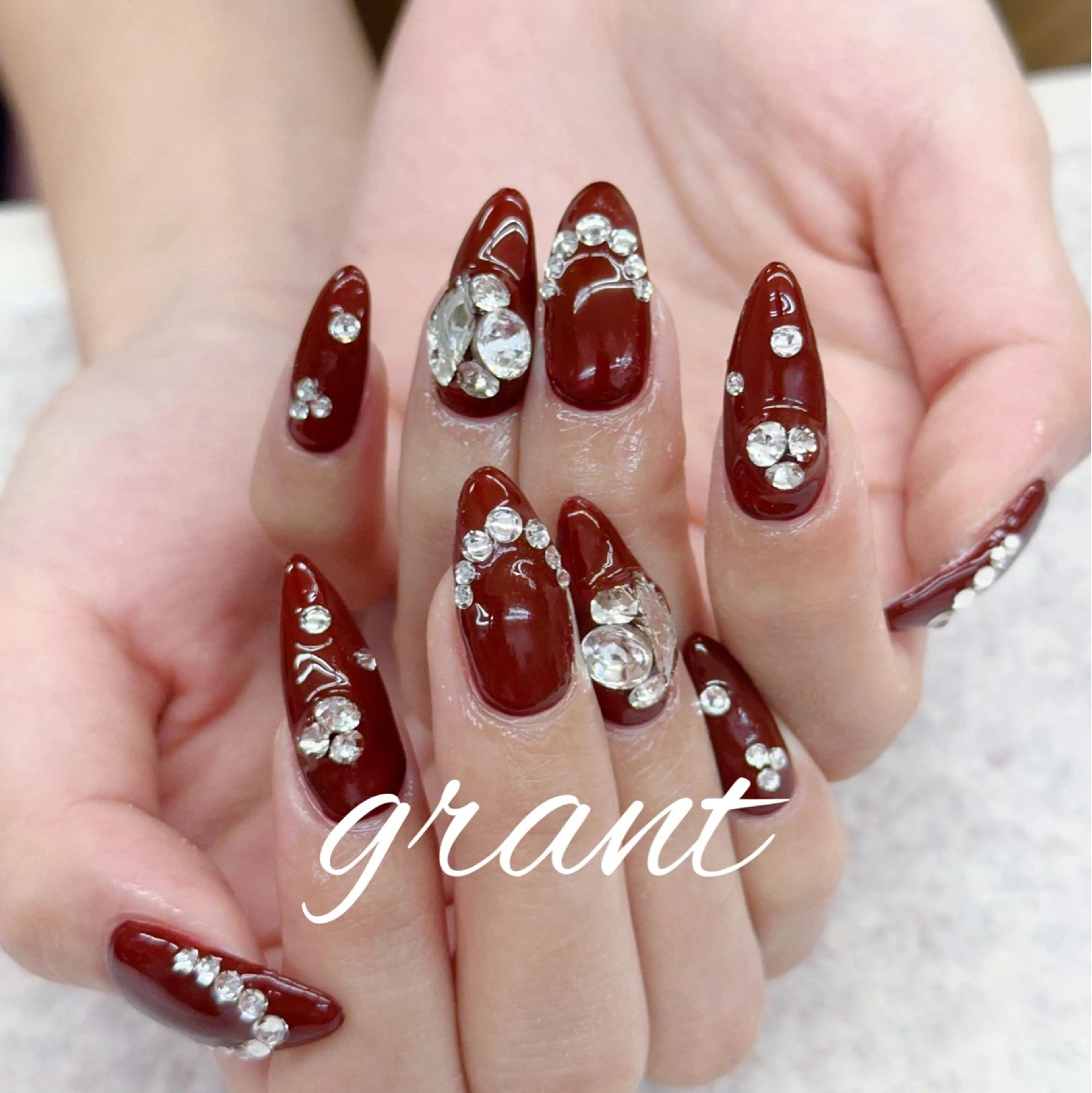 ネイル アートネイル ストーンネイル ハンドネイル nail salon grant所属・nailsalon grantのネイルデザイン