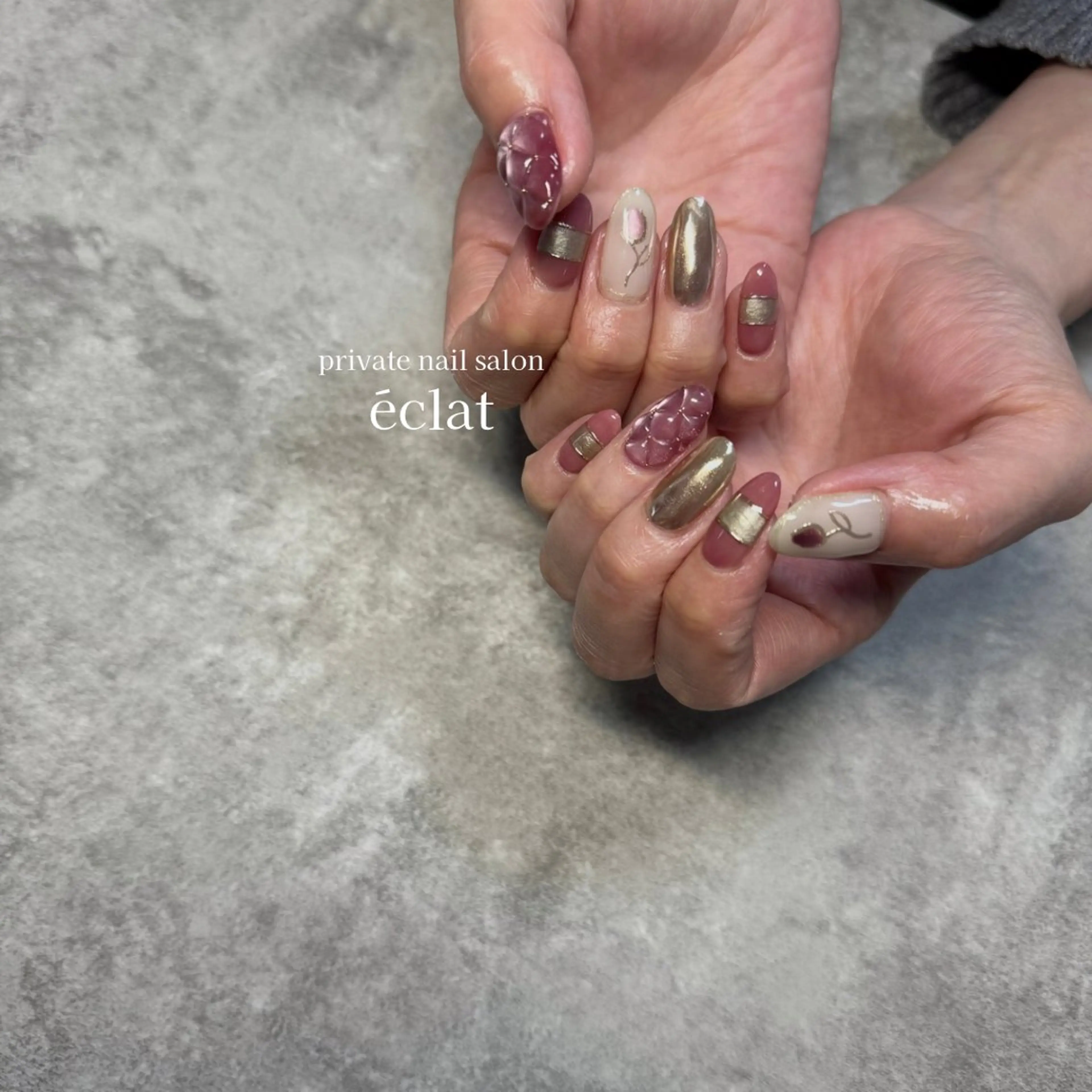 ネイル フラワーネイル ニュアンスネイル 春ネイル ハンドネイル nailsalon éclatのネイルデザイン