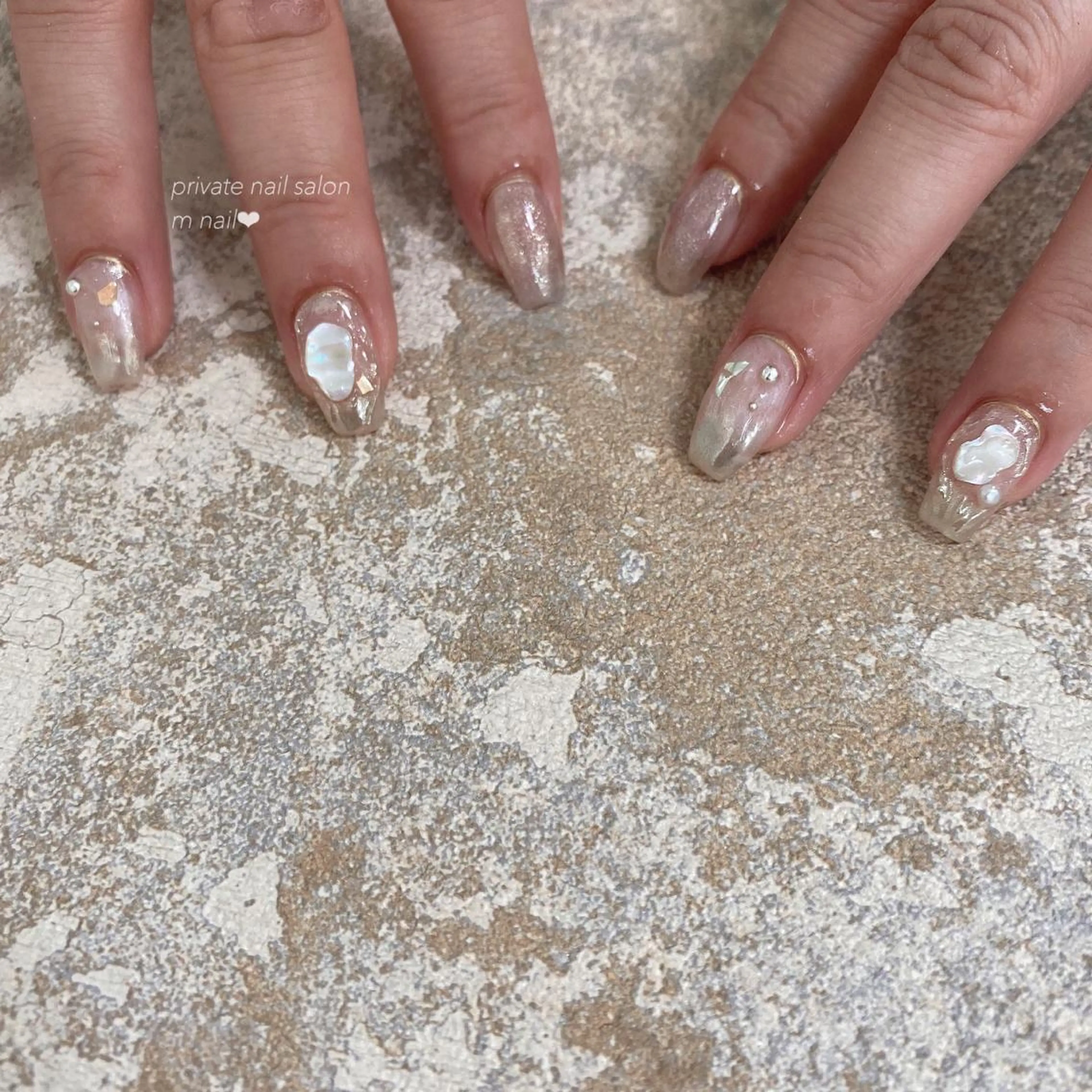 ネイル クリアネイル シルバー ハンドネイル 小河原 舞のネイルデザイン