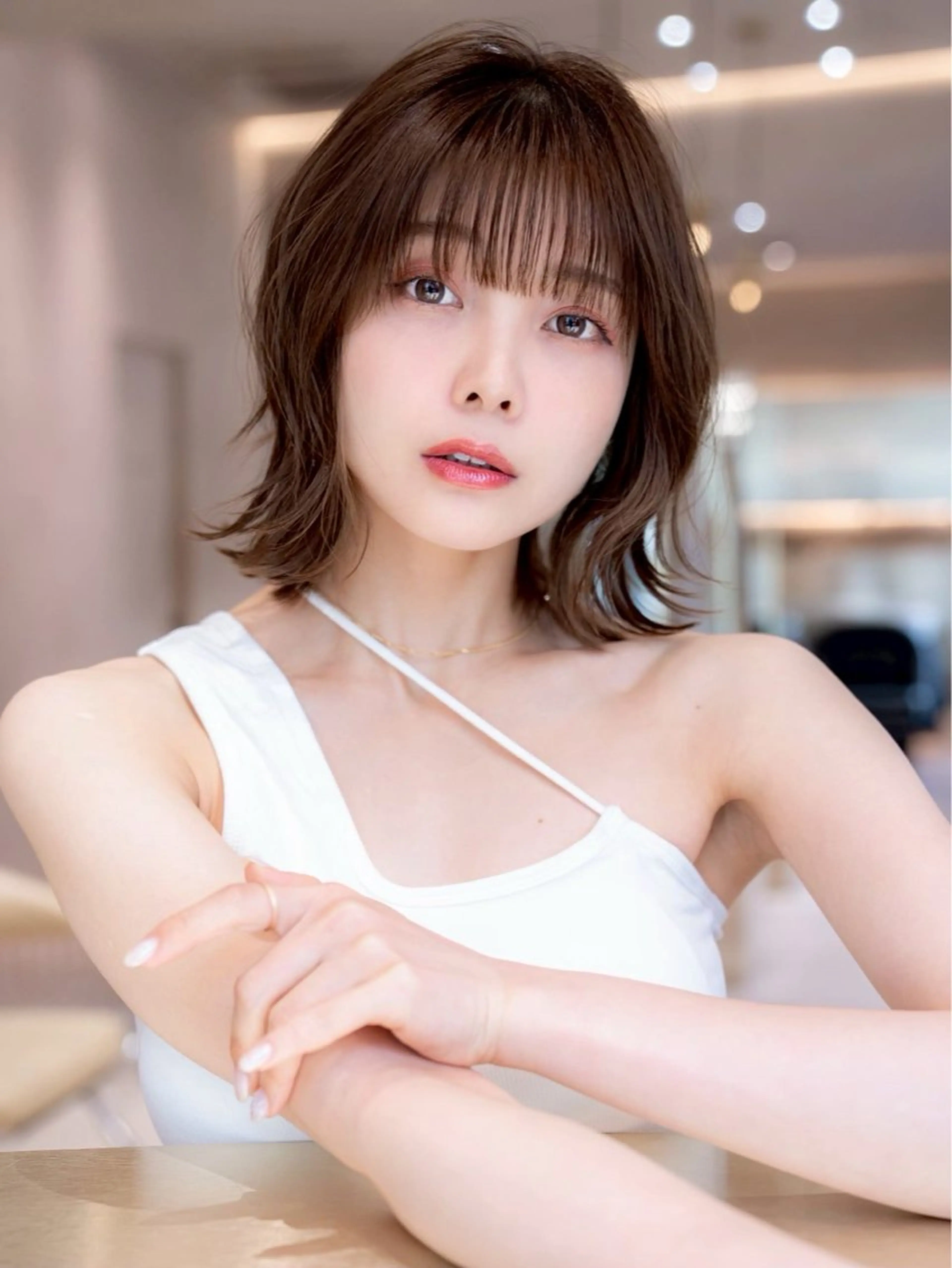 ミディアム カラー カット ヘアカラー トリートメント 垢抜けボブカット /楓のヘアスタイル