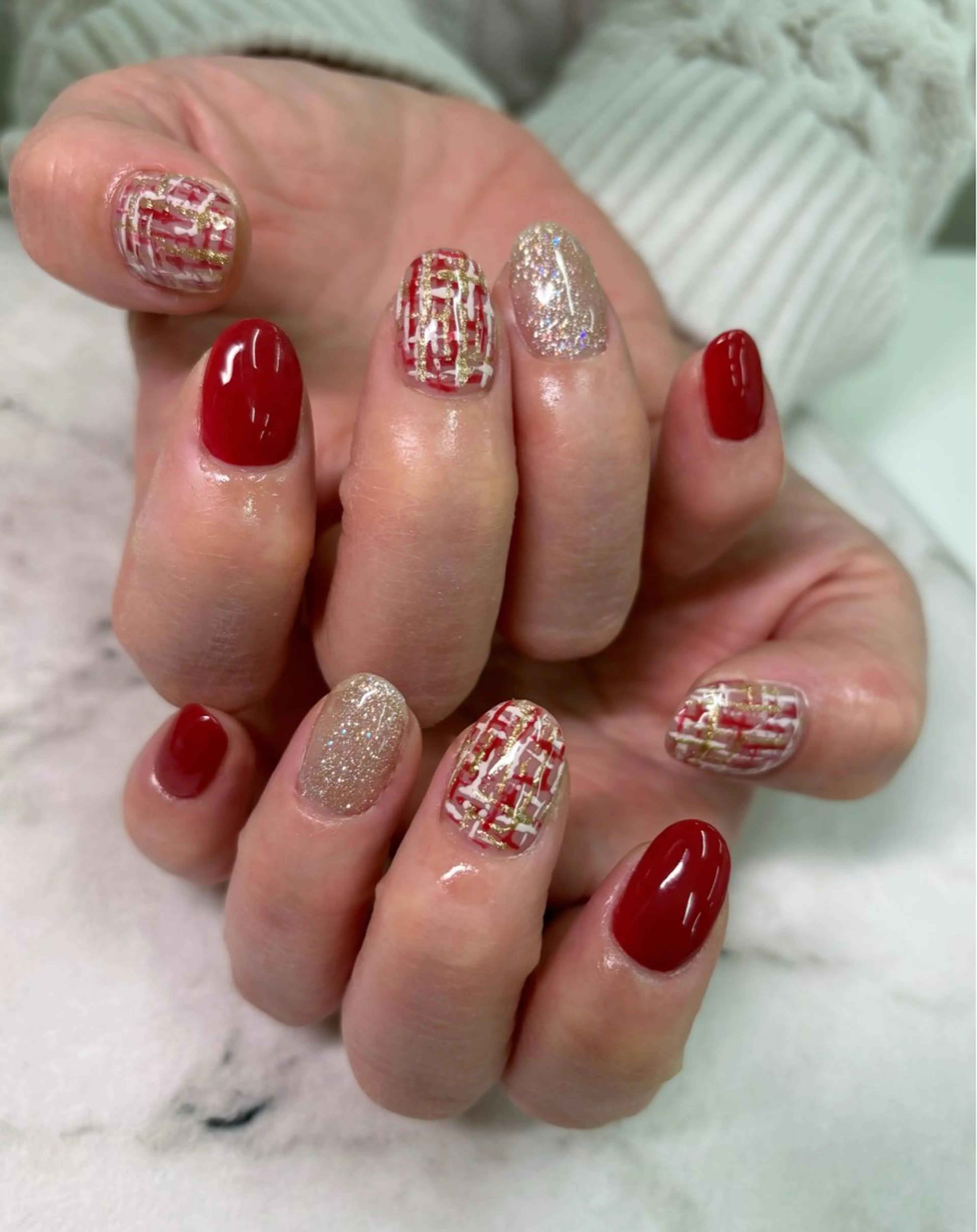 ネイル ツイードネイル ハンドネイル Beauty Salon アトリエ.K所属・秋元 琴音のネイルデザイン