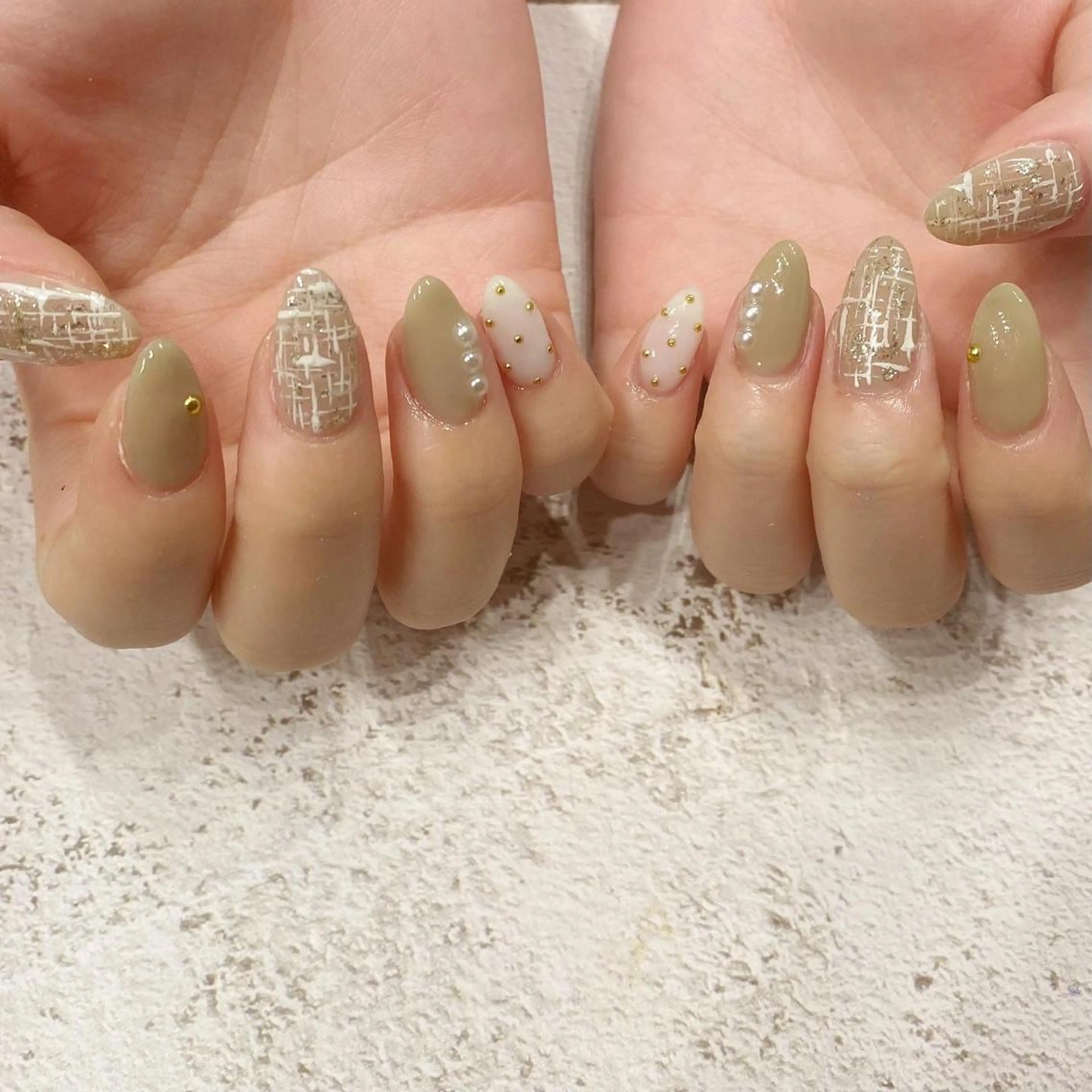 ネイル 韓国ネイル ツイードネイル ワンホンネイル ハンドネイル mermooi nailのネイルデザイン