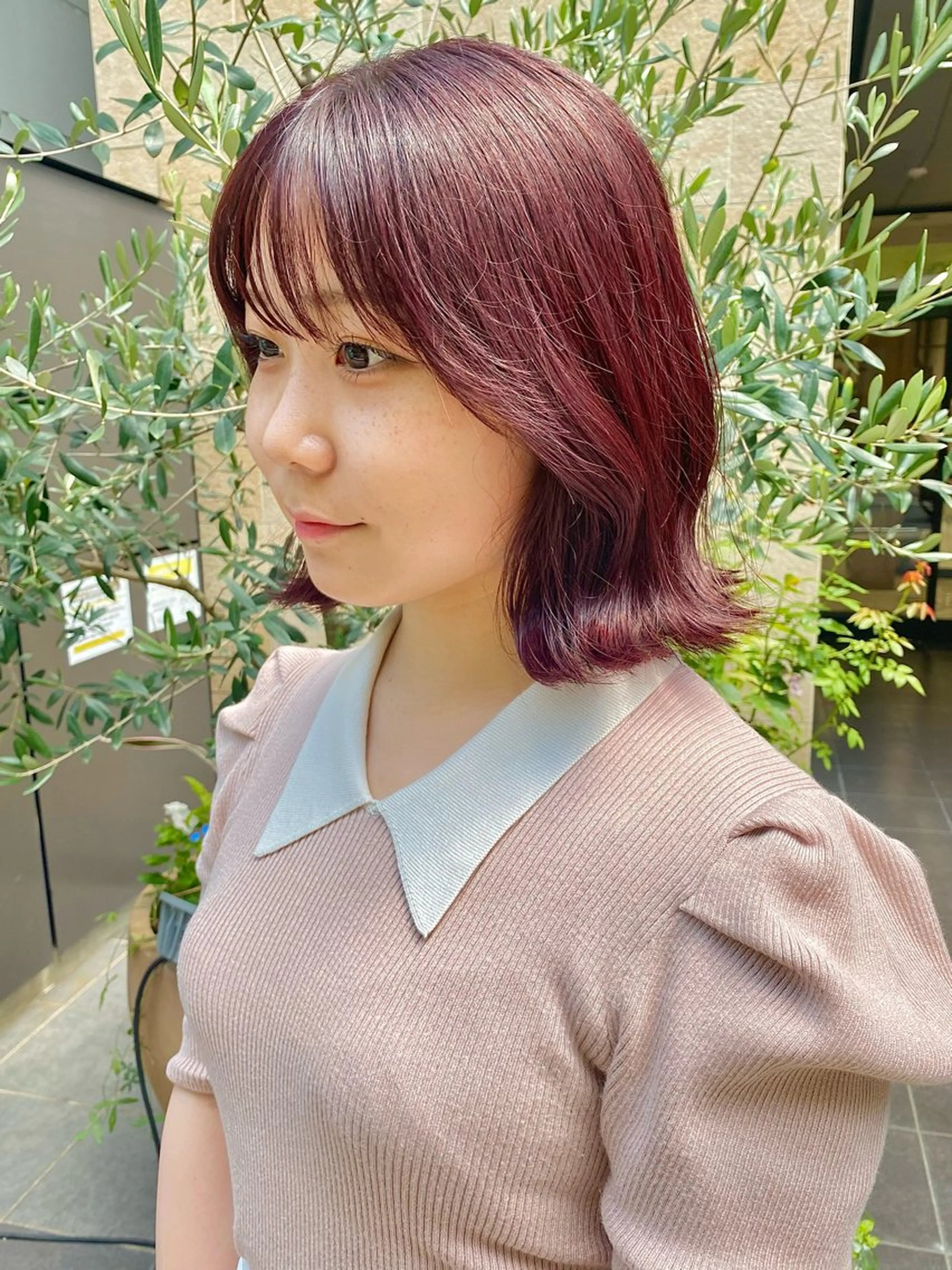 ミディアム カラー ブリーチ ブリーチなしカラー ピンクカラー ヘアカラー 暖色カラー/天神/ ヘイマサクラのヘアスタイル