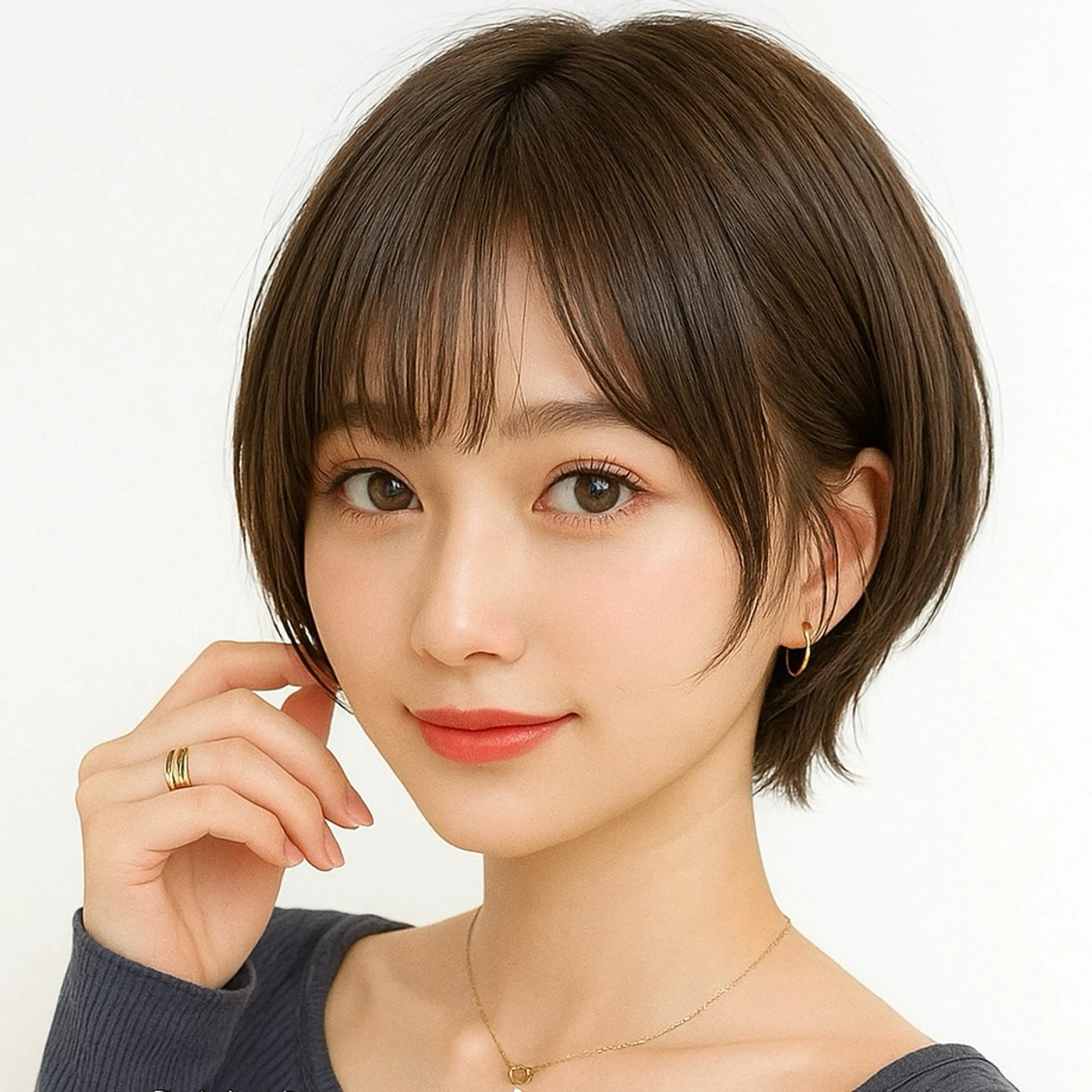 ショート カラー パーマ 切りっぱなしボブ 前下がりボブ ショートボブ 丸みショート 透明感カラー カット ヘアカラー トリートメント 美容院難民の救世主/ Gain KAKKYのヘアスタイル