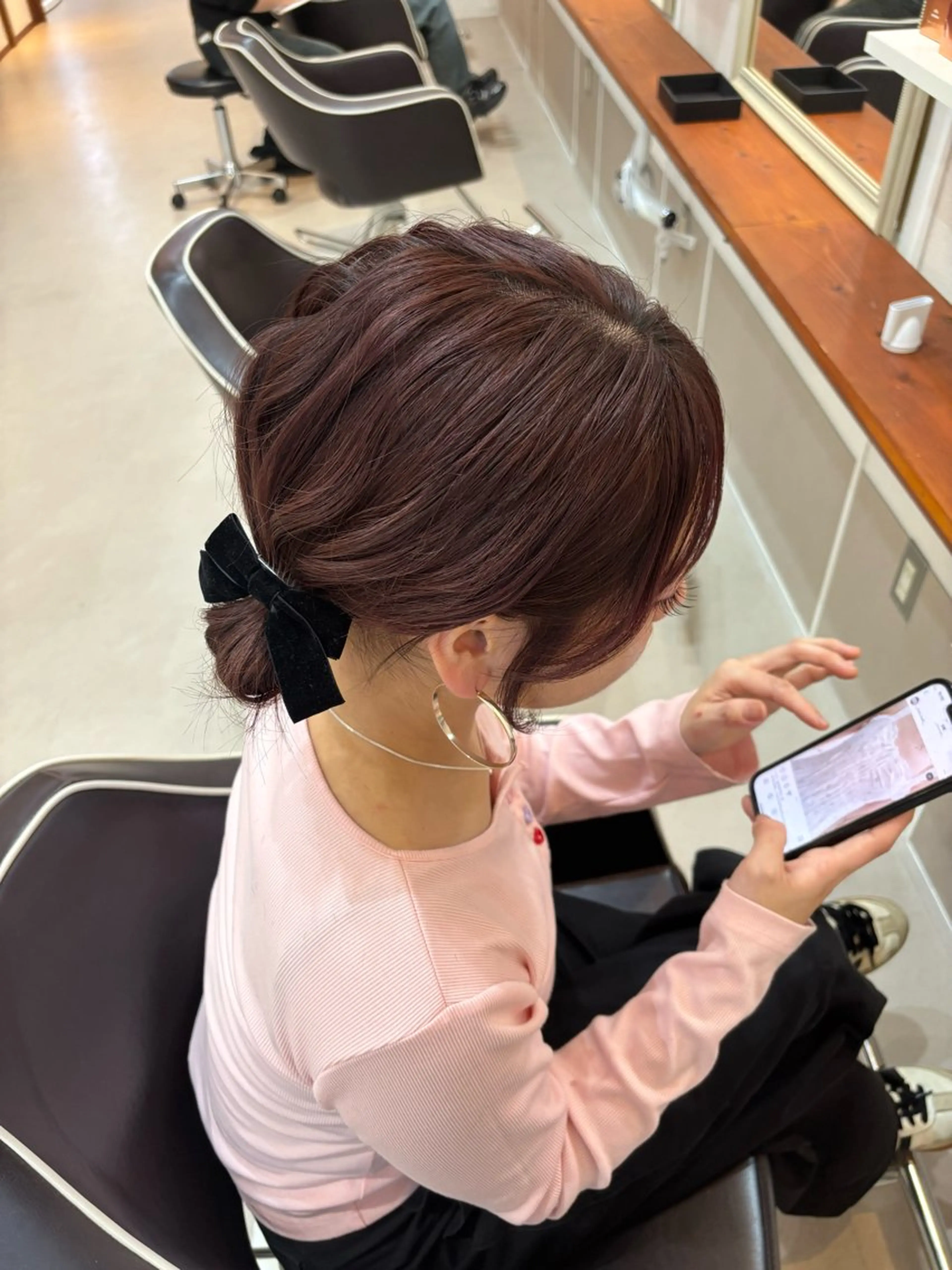 ミディアム カラー ブラウンカラー ピンクカラー ピンクブラウン ヘアカラー トリートメント Aujua認定サロン /Rena/暖色🎀のヘアスタイル