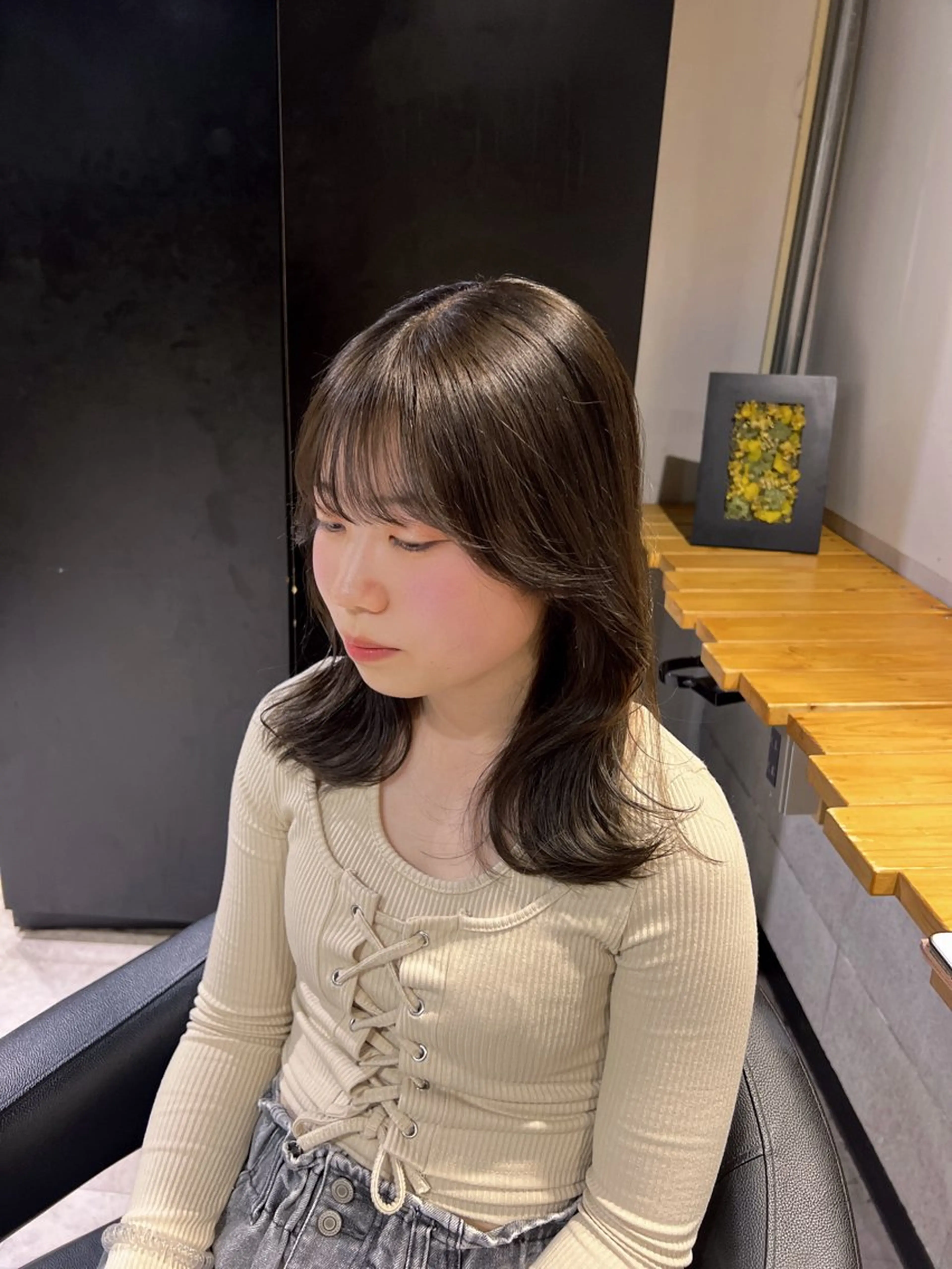 ミディアム カラー カット ヘアカラー NANAMI🩵可愛 さ大人っぽさ韓国ヘアのヘアスタイル