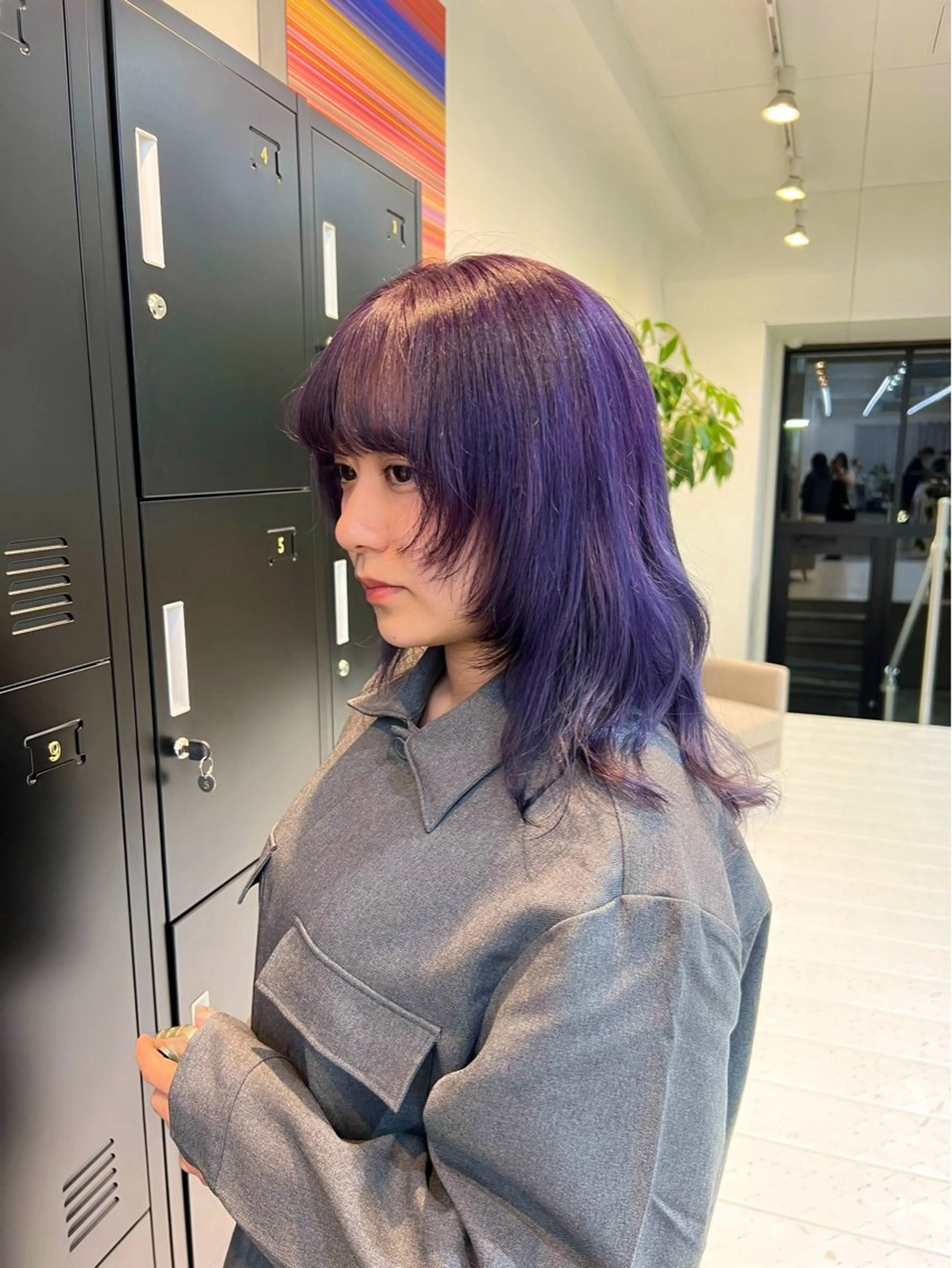 セミロング カラー ブリーチ ケアブリーチ カシス ラベンダーカラー バイオレットカラー ヘアカラー ブリーチカラー🦋‪ 田中さくらのヘアスタイル