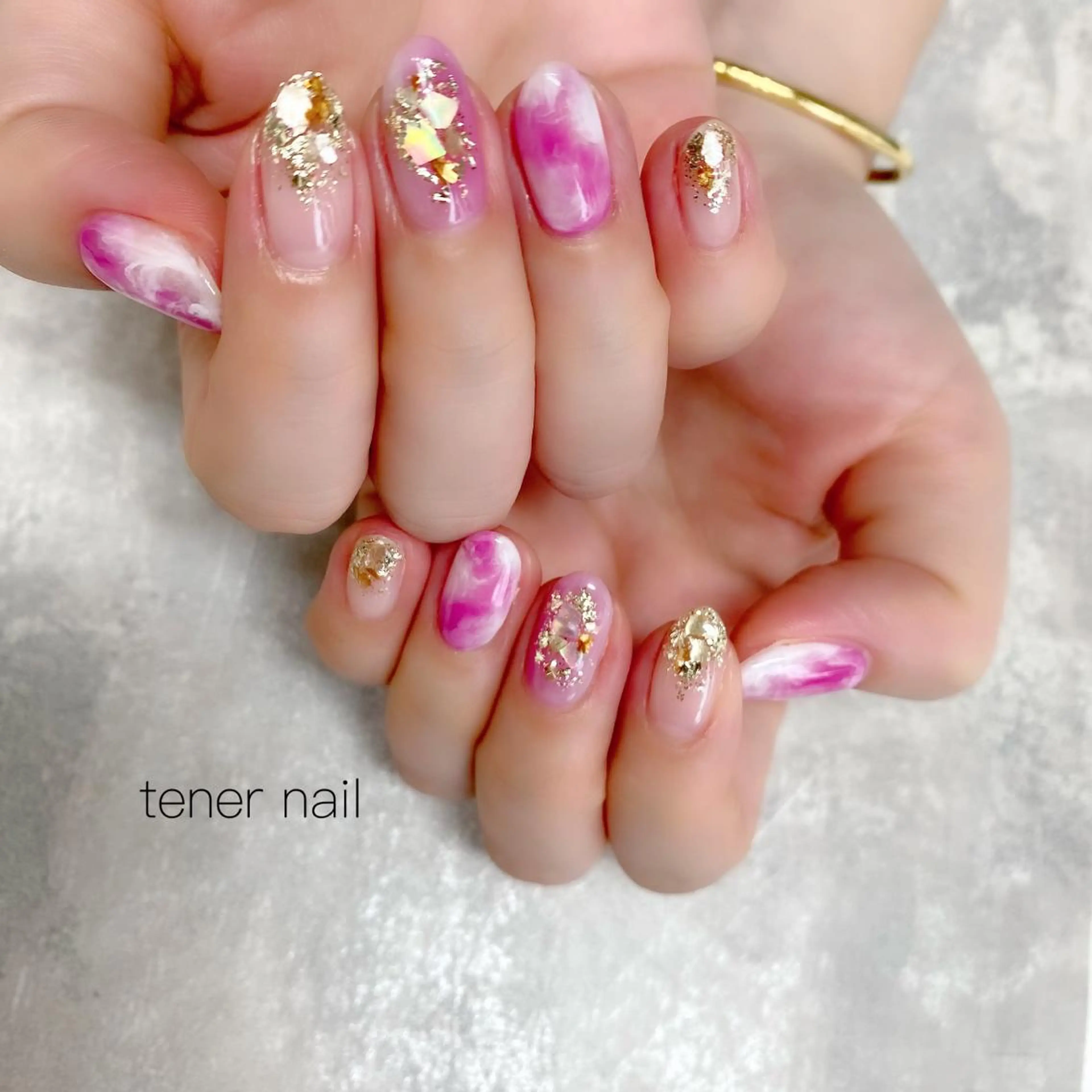 ネイル 大理石ネイル(マーブル) ピンク tener  nail  テネルネイル所属・テネルネイル tener nailのネイルデザイン