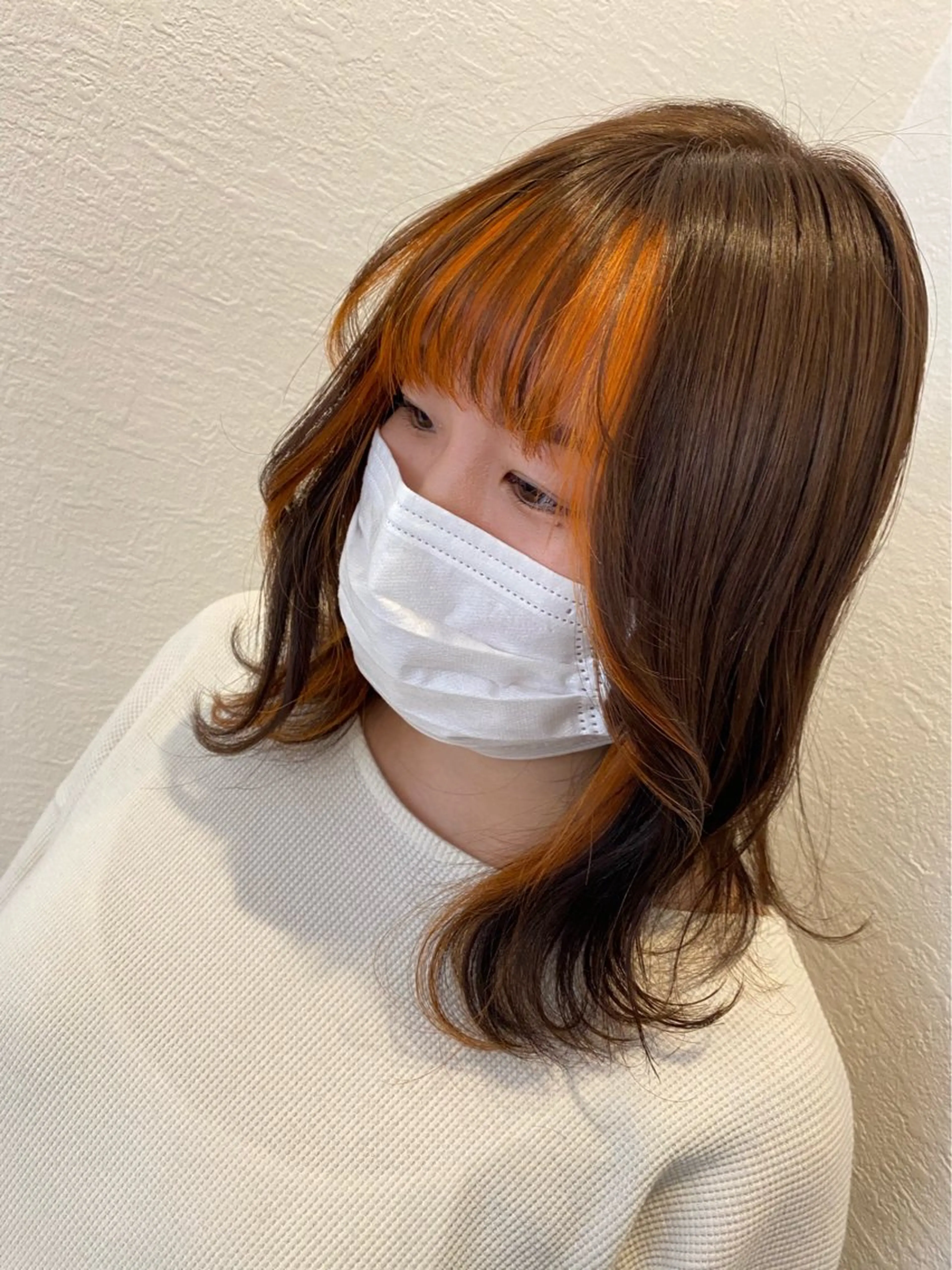 ミディアム カラー ブリーチ イヤリングカラー 顔周りカット Agu hair reign 大和八木店【アグ ヘアー レイン】所属・アグヘアー　レイン 松丸冬磨のヘアスタイル