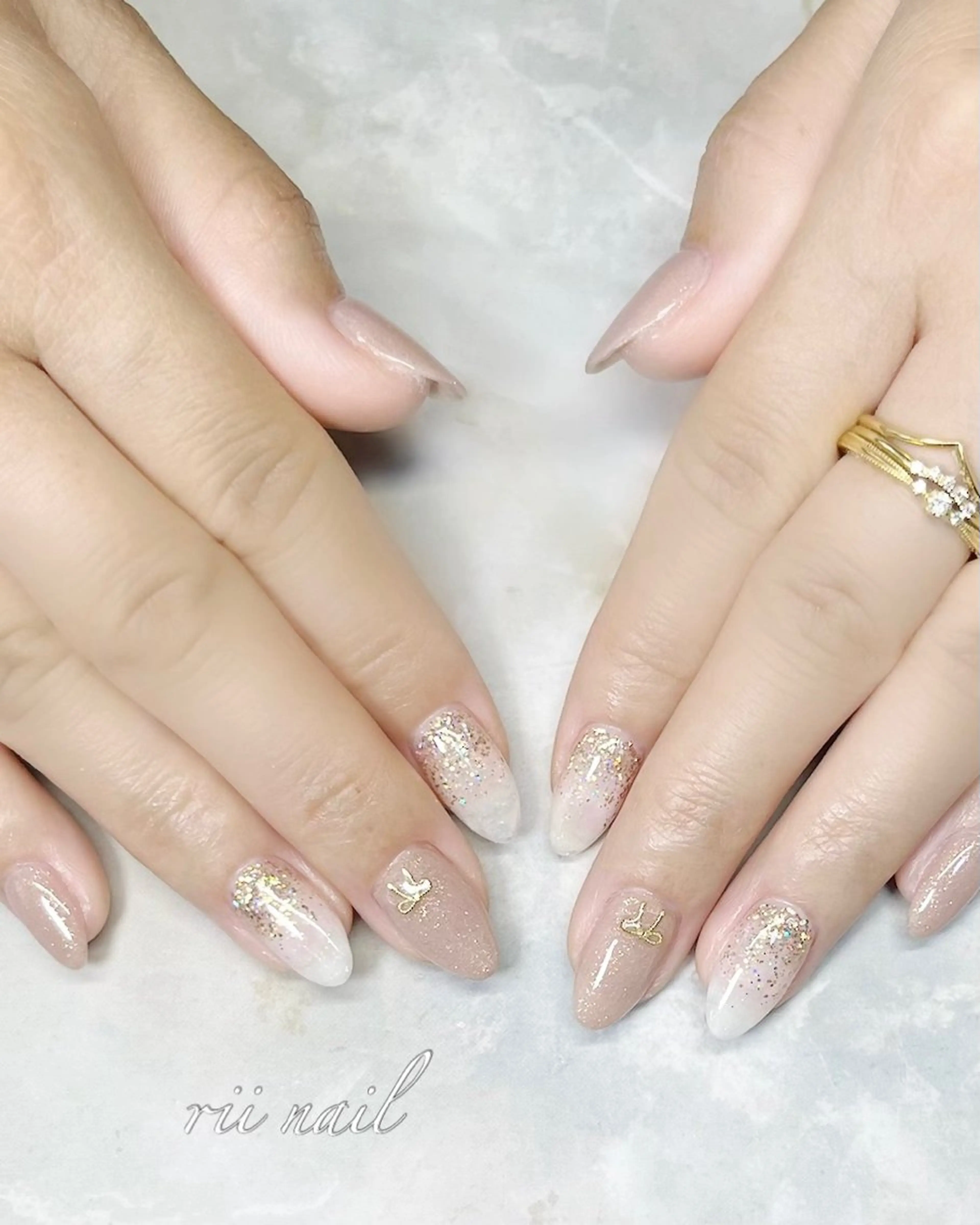 ネイル ラメ(グリッター) ラメグラデーション ハンドネイル rii 　nail所属・rii  nail rikoのネイルデザイン