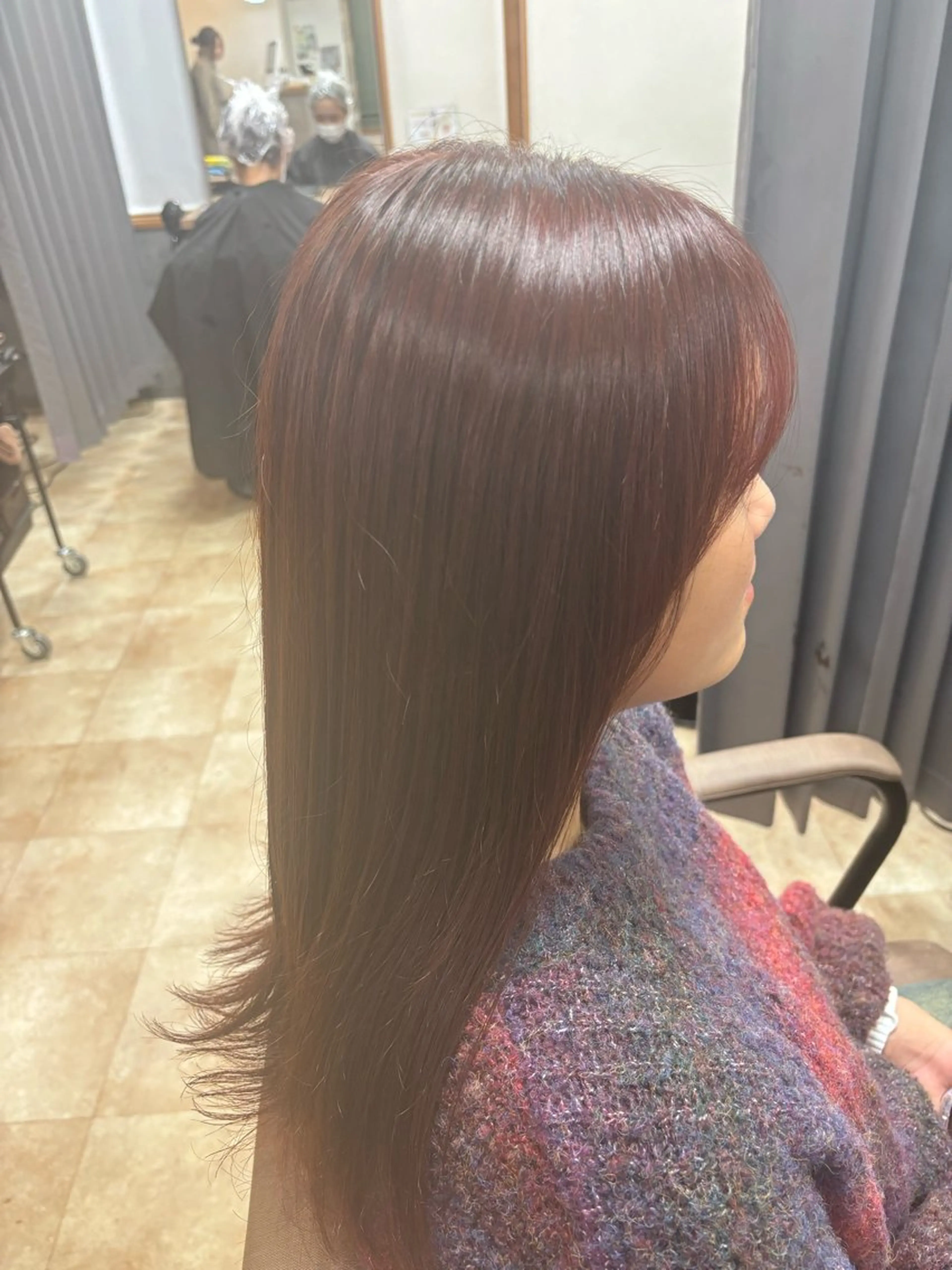 ロング カラー ピンクカラー 顔周りカット レイヤーカット カット ヘアカラー トリートメント 竹内 滉太のヘアスタイル