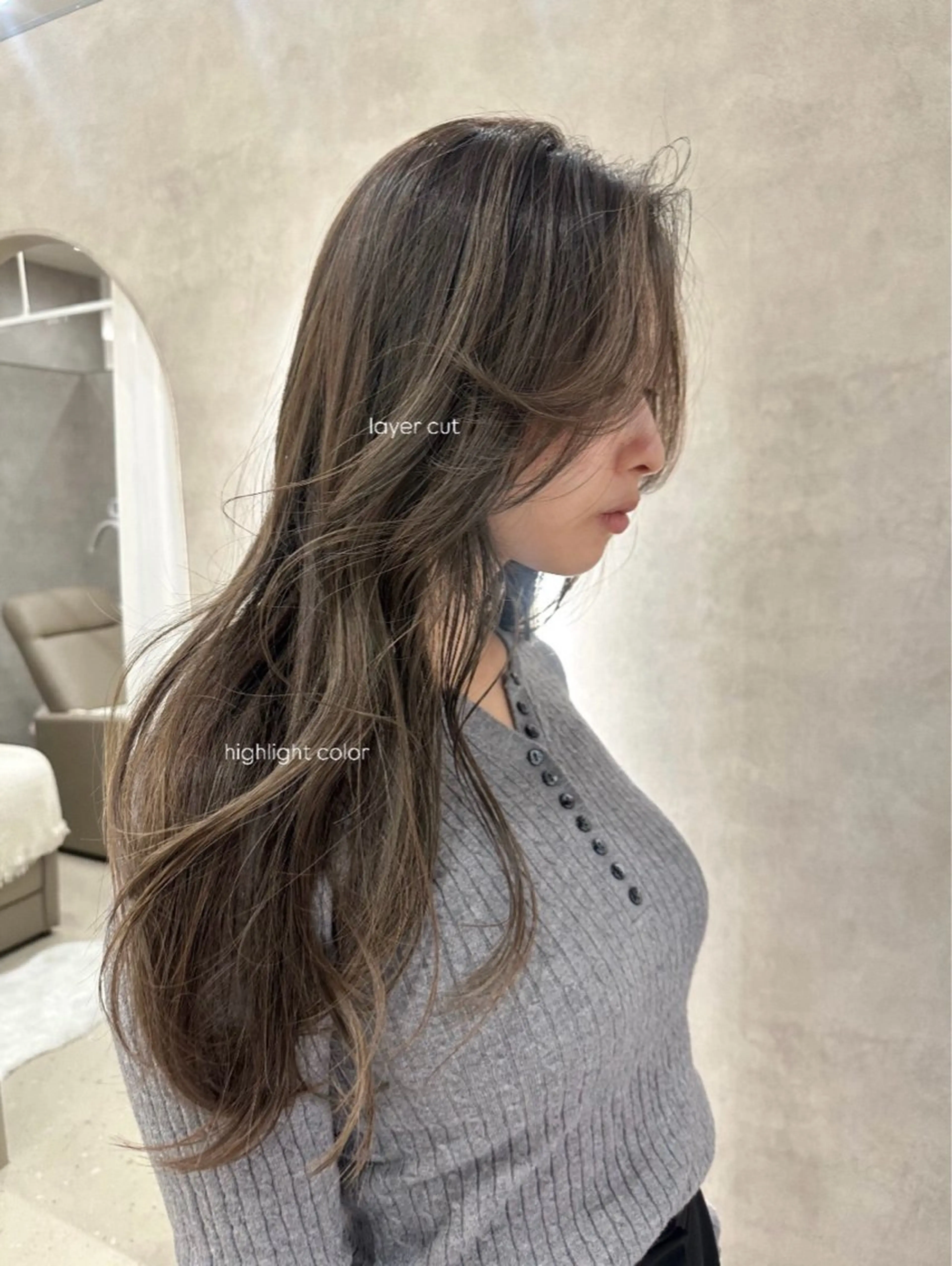 ロング カラー ハイライトカラー ハイライト 骨格補正カット/ 宮城麗可のヘアスタイル