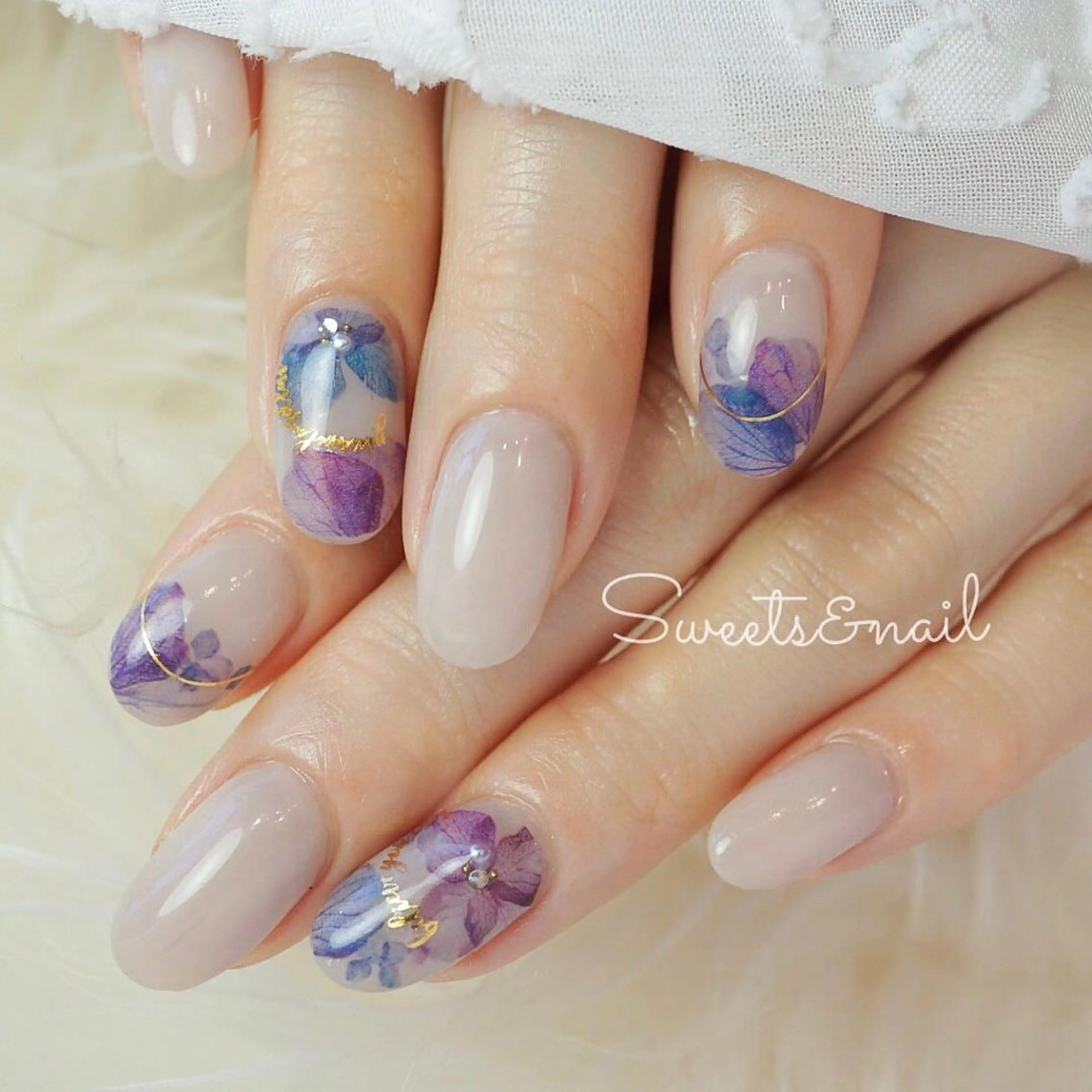 ネイル ブルー キラキラネイル 持ち込み パープル Sweets &nailのネイルデザイン