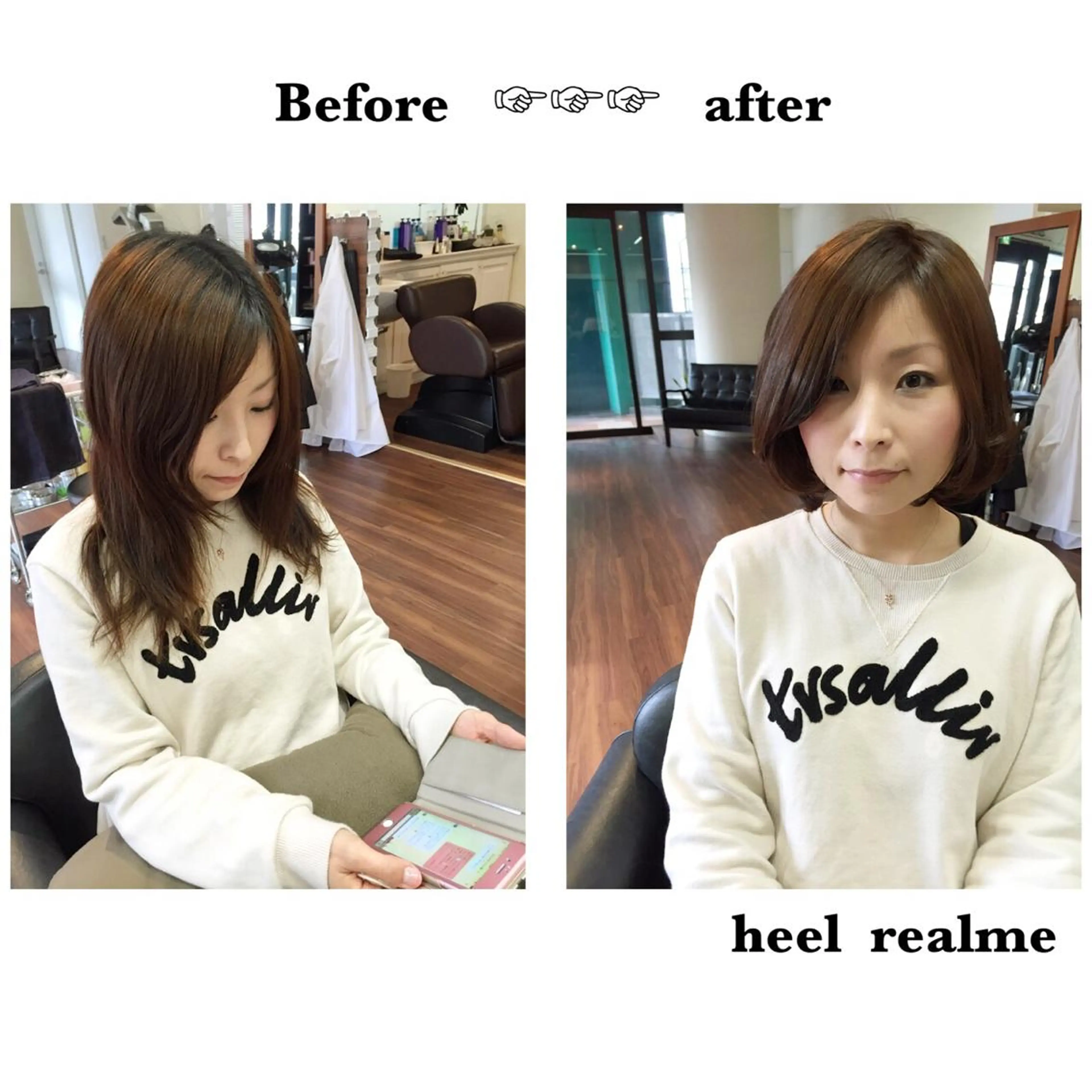 ショート ミディアム カラー パーマ 前下がりボブ ボブ 成松 勇治のヘアスタイル