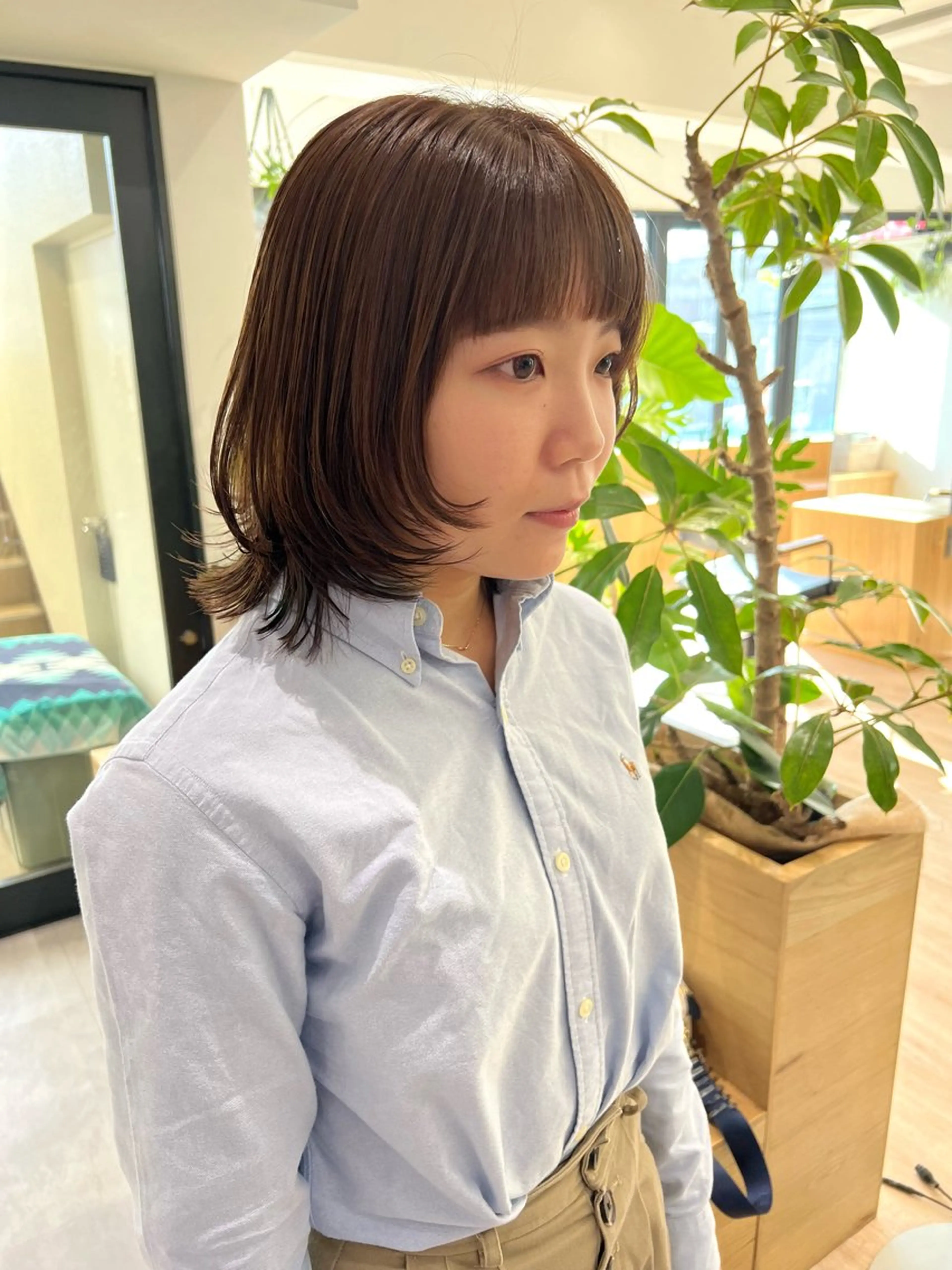 ミディアム カラー カット ヘアカラー トリートメント 田中 愛梨のヘアスタイル