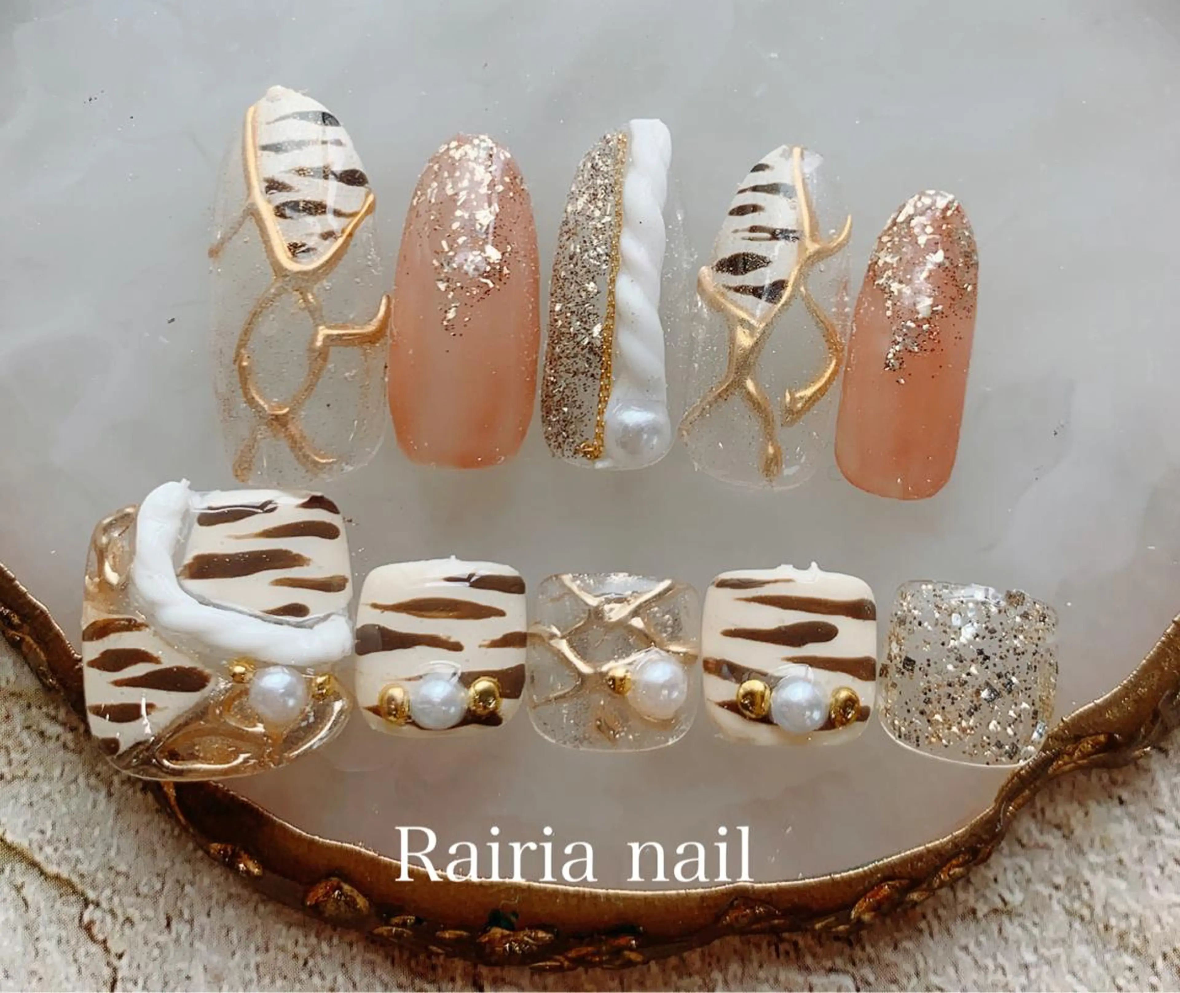 ネイル アートネイル カジュアル フットネイル ジェルネイル キラキラネイル Rairia nail本八幡店のネイルデザイン