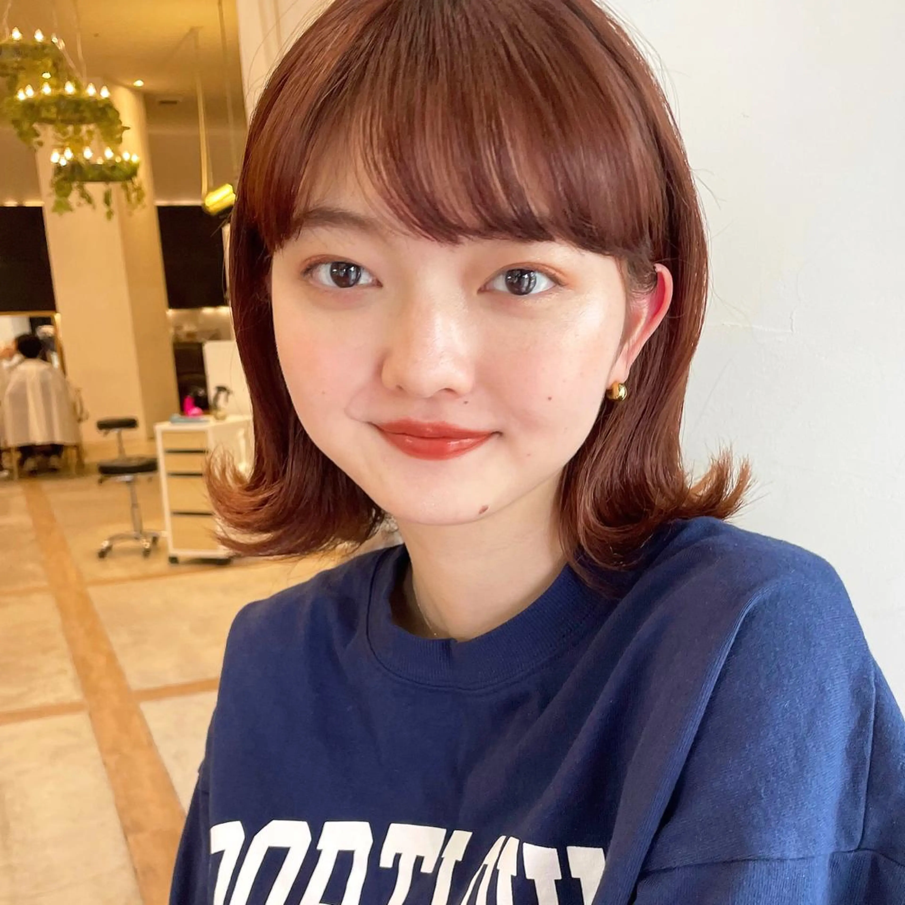 ミディアム カラー ブリーチ ブリーチなしカラー 外ハネヘア カット ヘアカラー OAK 学芸大学所属・秋葉萌　透明感カラー /レイヤー/ボブ♡のヘアスタイル
