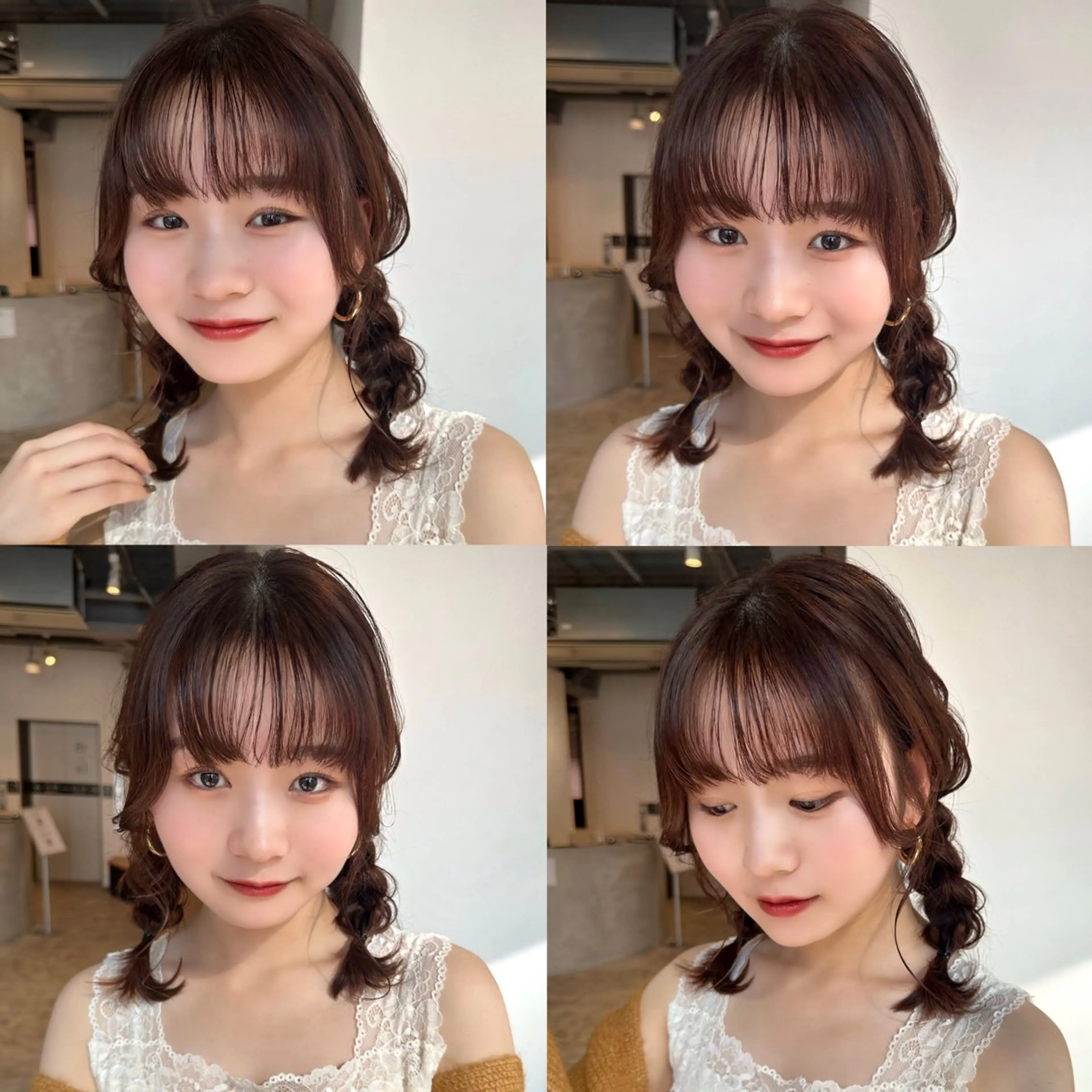 ミディアム 🌷モア 🌷暖色カラー・ボブのヘアスタイル