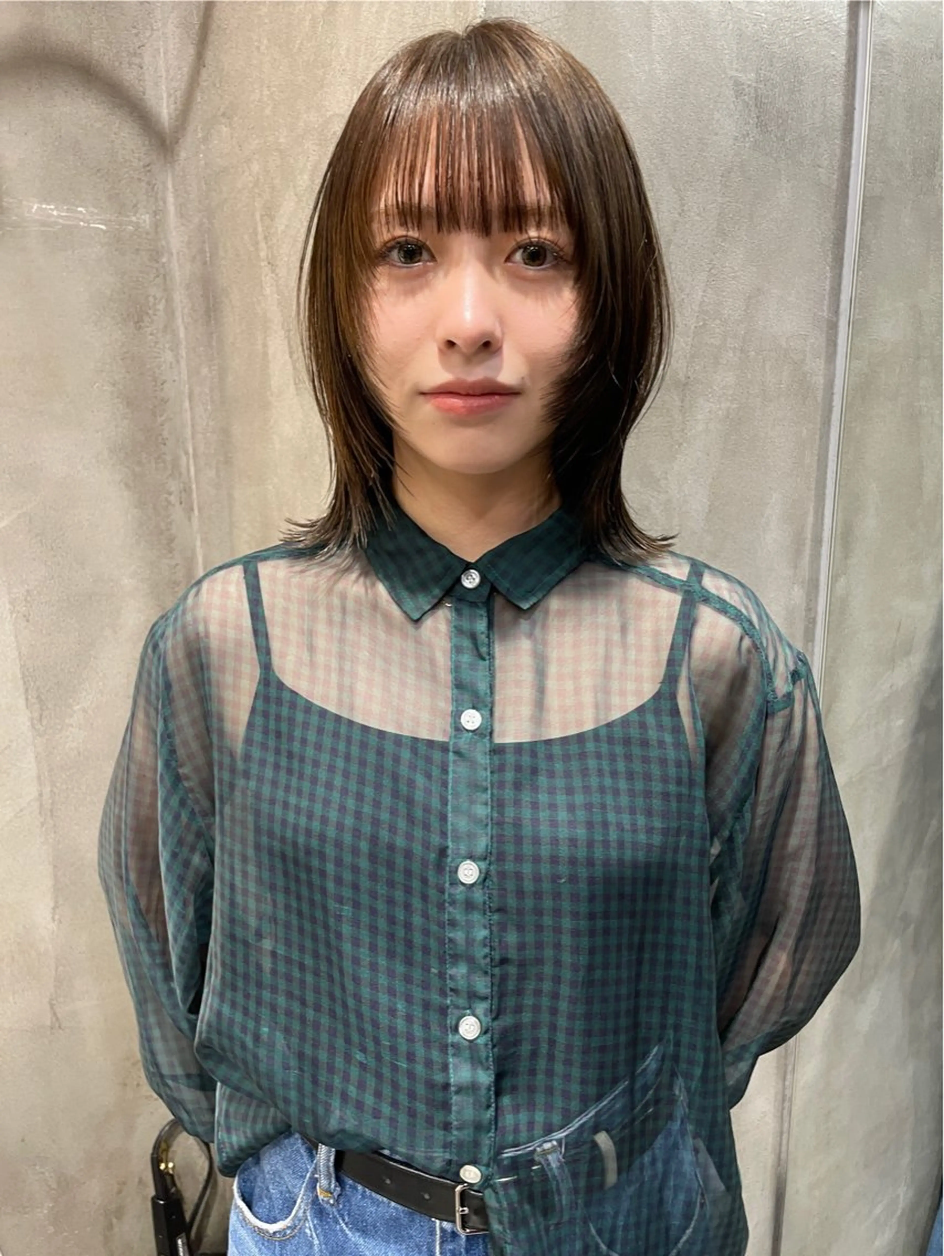 ミディアム カラー カット ヘアカラー トリートメント レイヤー/ 透明感カラー/マドカのヘアスタイル