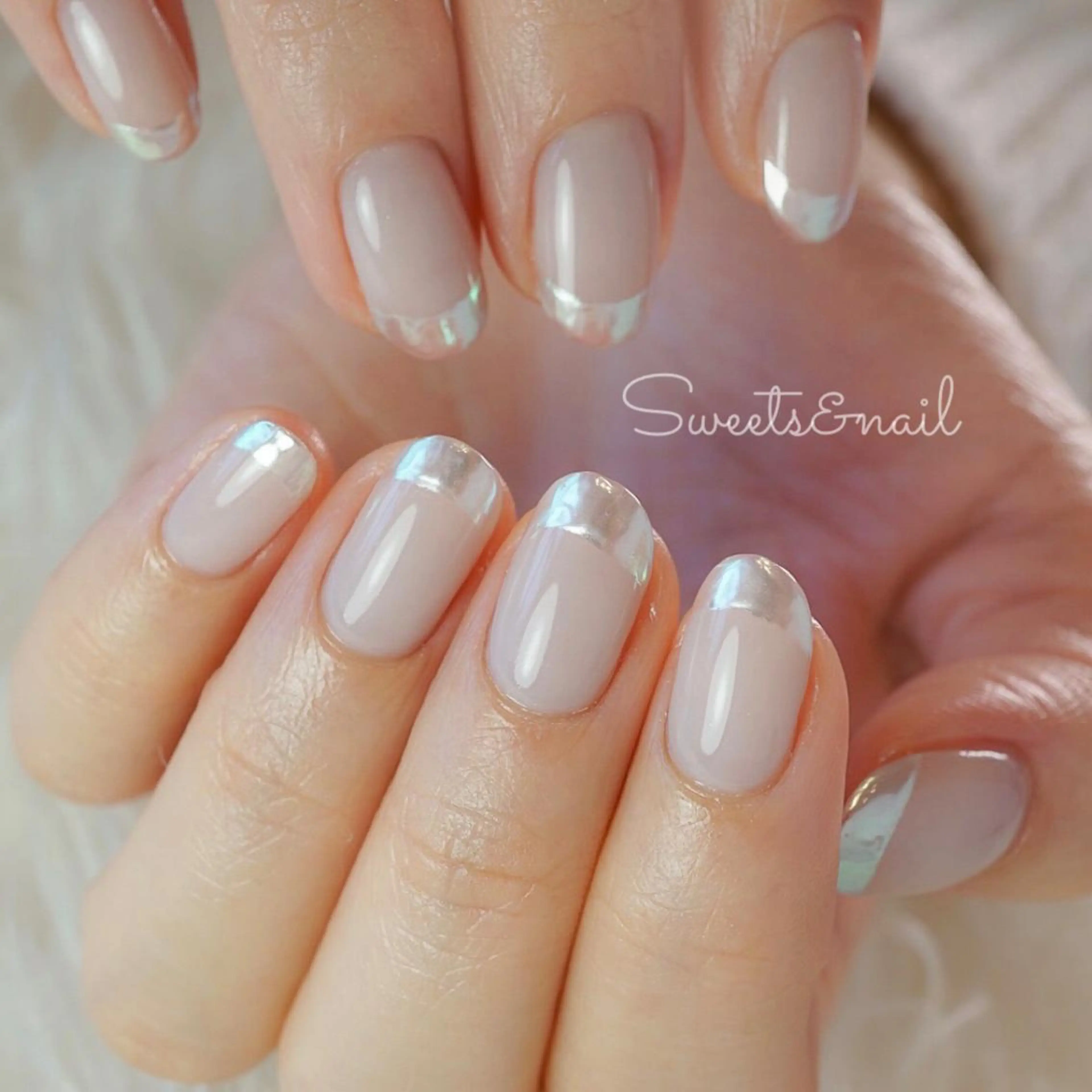 ネイル アートネイル オーロラネイル フレンチネイル ジェルネイル グリーン Sweets &nailのネイルデザイン
