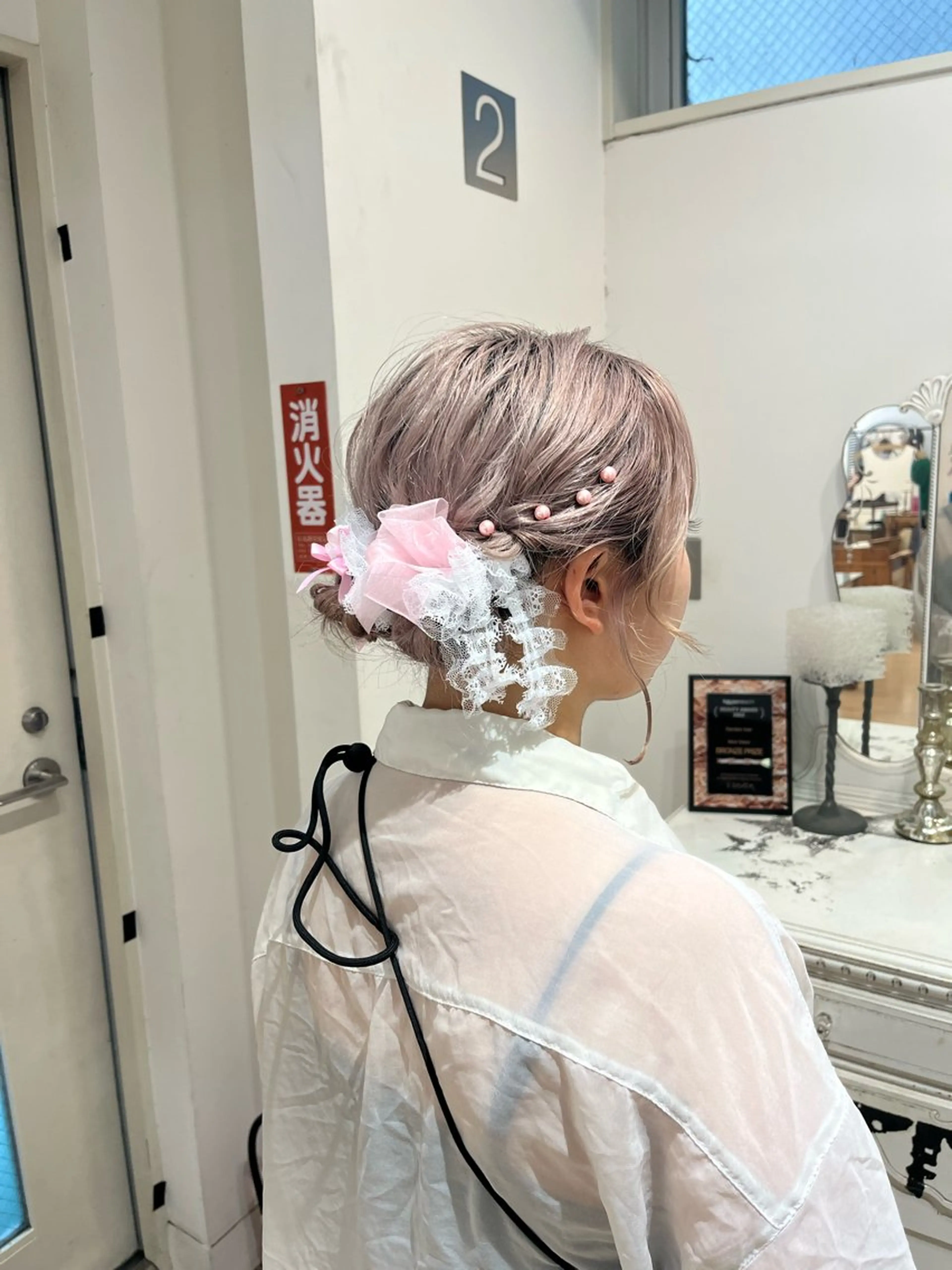 ミディアム ヘアアレンジ お団子ヘア ボブ 髪飾り ヘアセット 💠つたふうか/ 韓国/メンズヘア💠のヘアスタイル