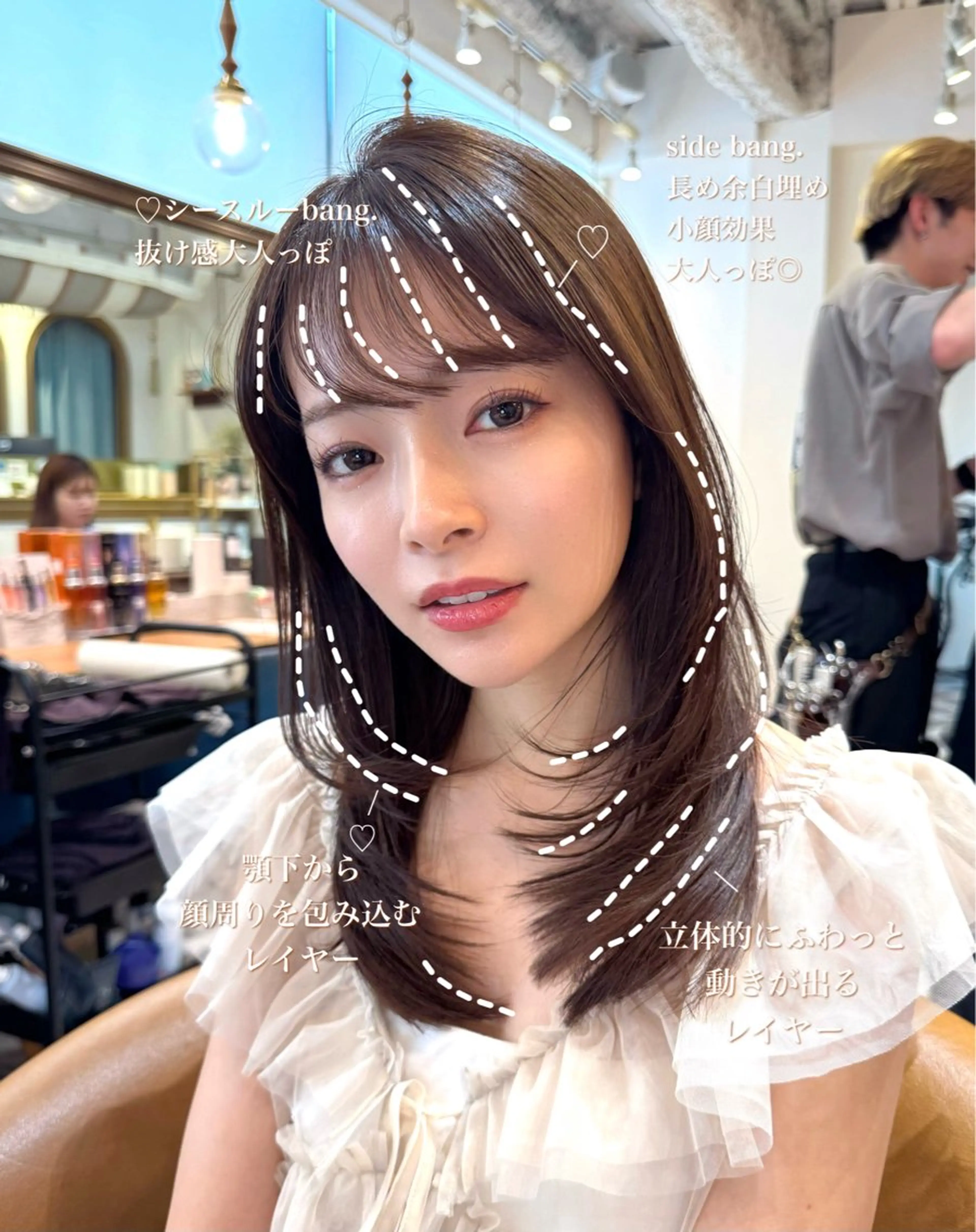 ミディアム カラー カット ヘアカラー トリートメント レイヤーカット /透明感カラー西田のヘアスタイル